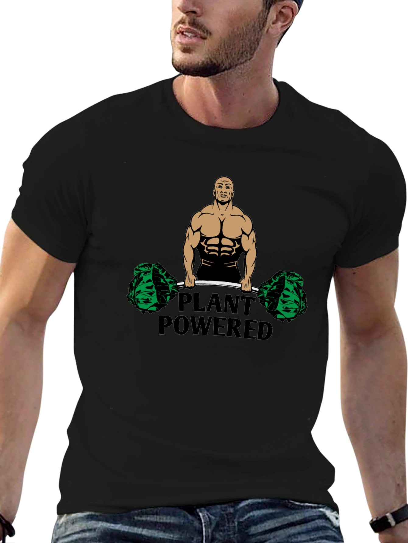 Plant Powered Black T-Shirt - Vegan Fitness Apparel