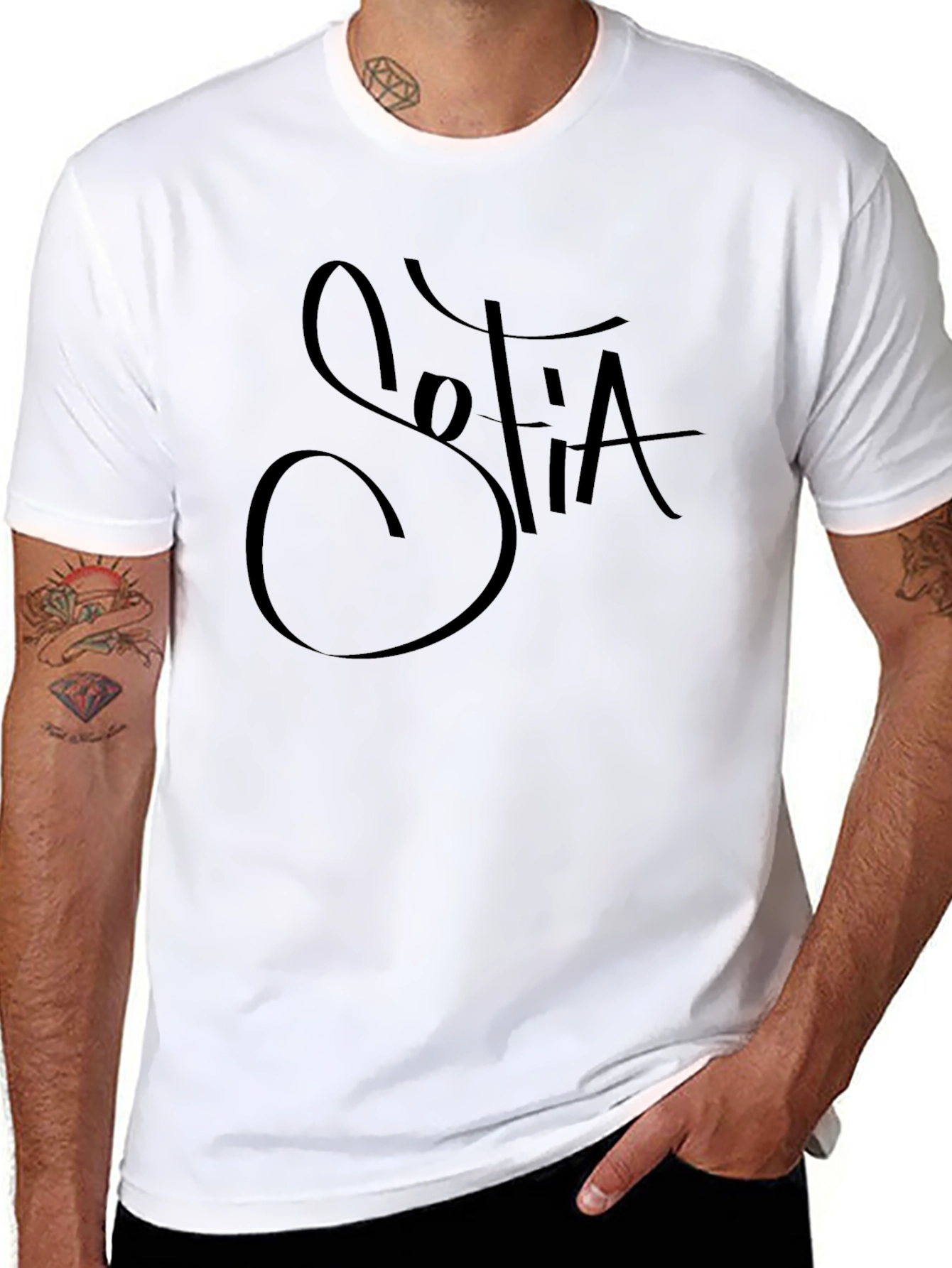 Stylish Sofia Graphic Black T-Shirt