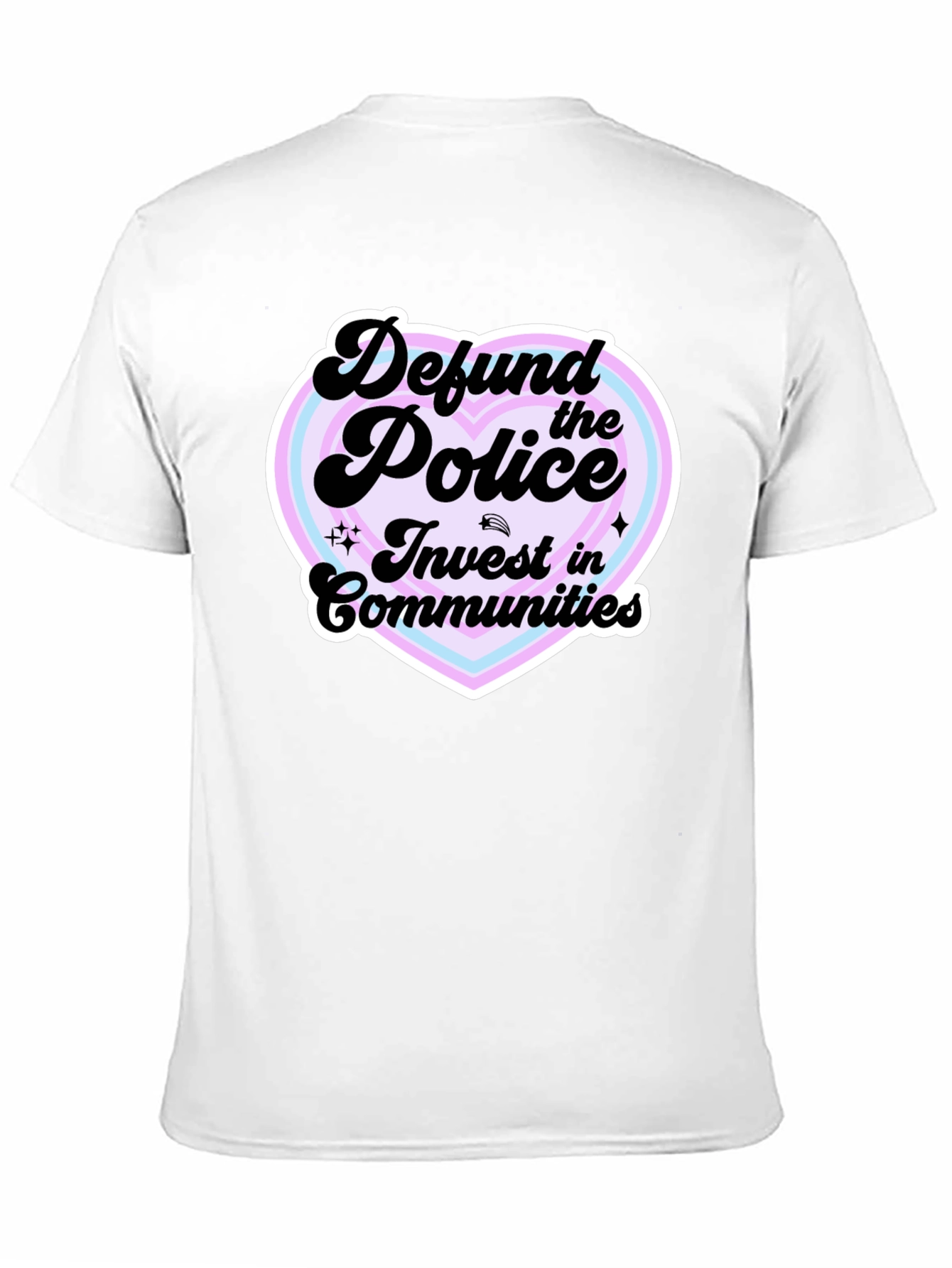 Defund the Police Heart Graphic Black T-Shirt