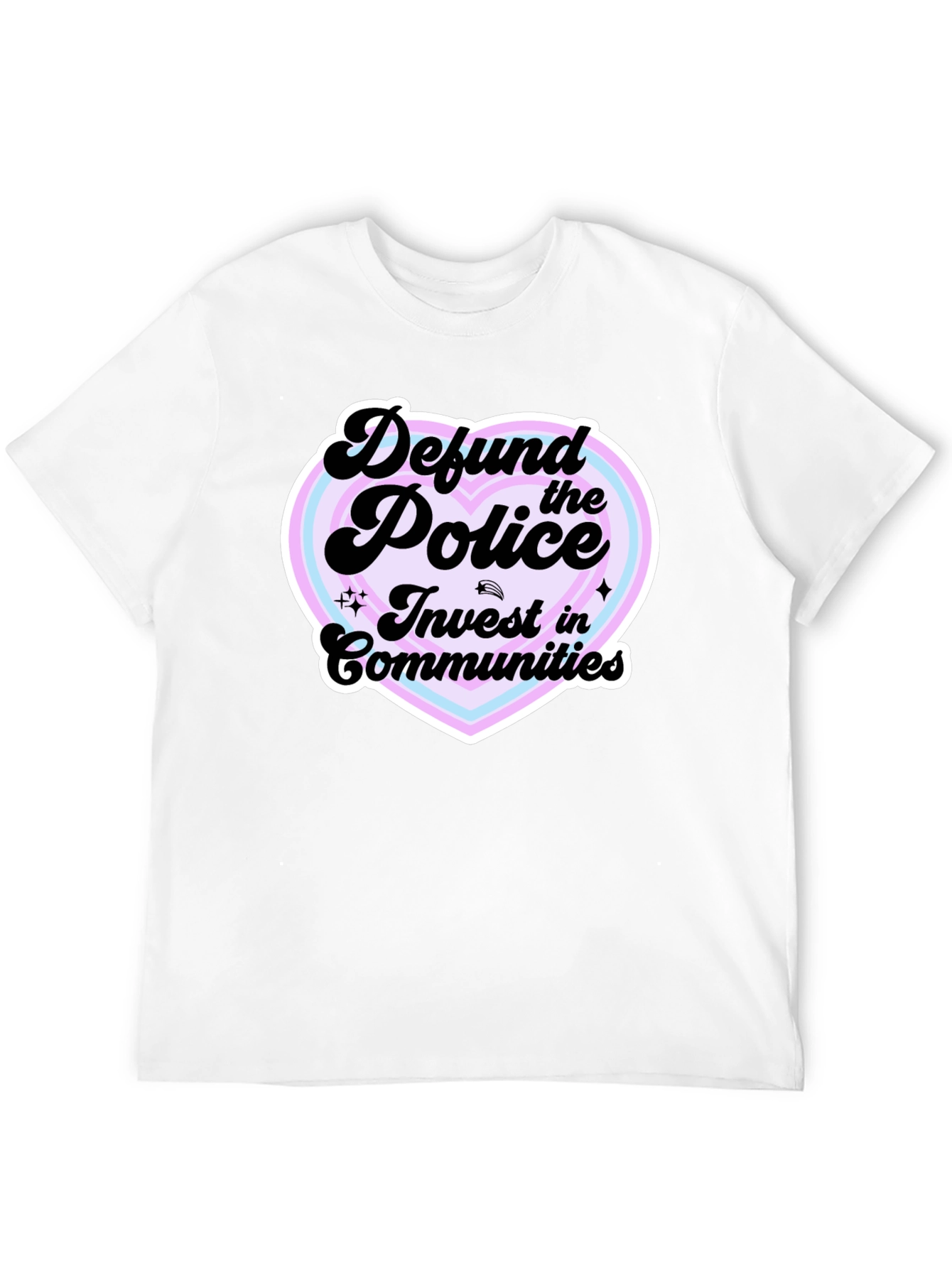 Defund the Police Heart Graphic Black T-Shirt