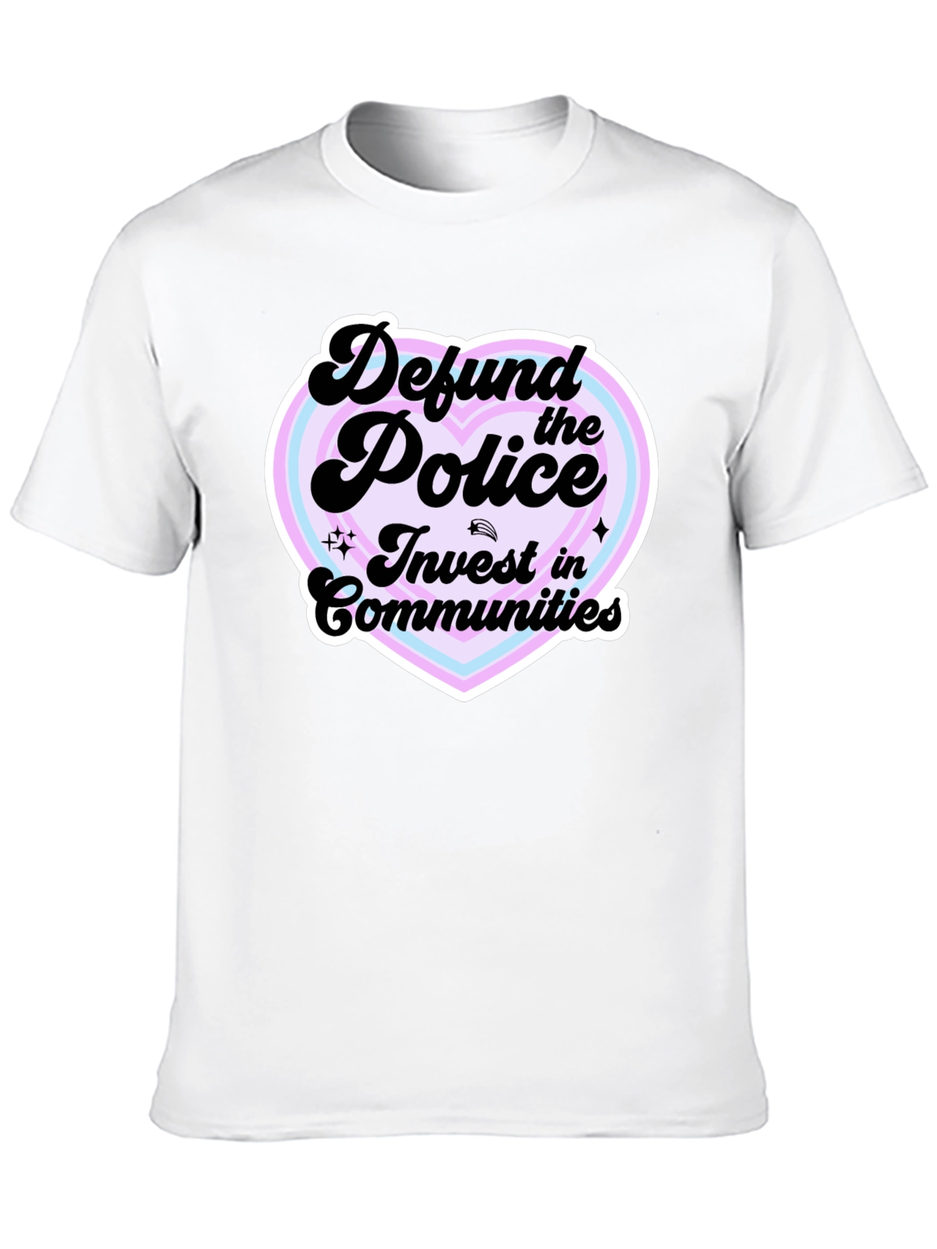 Defund the Police Heart Graphic Black T-Shirt