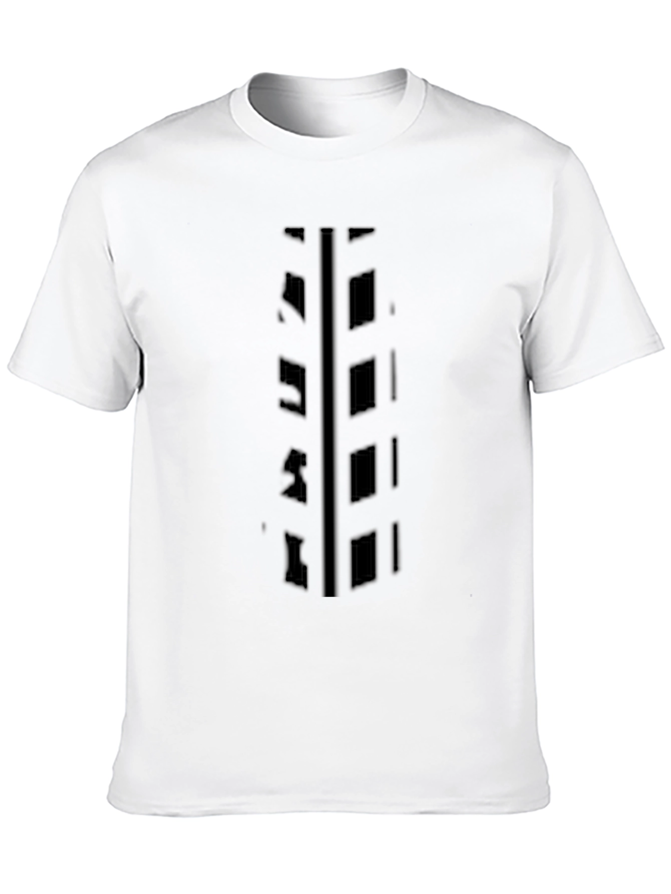 Black Graphic Tee - Abstract Ladder Design