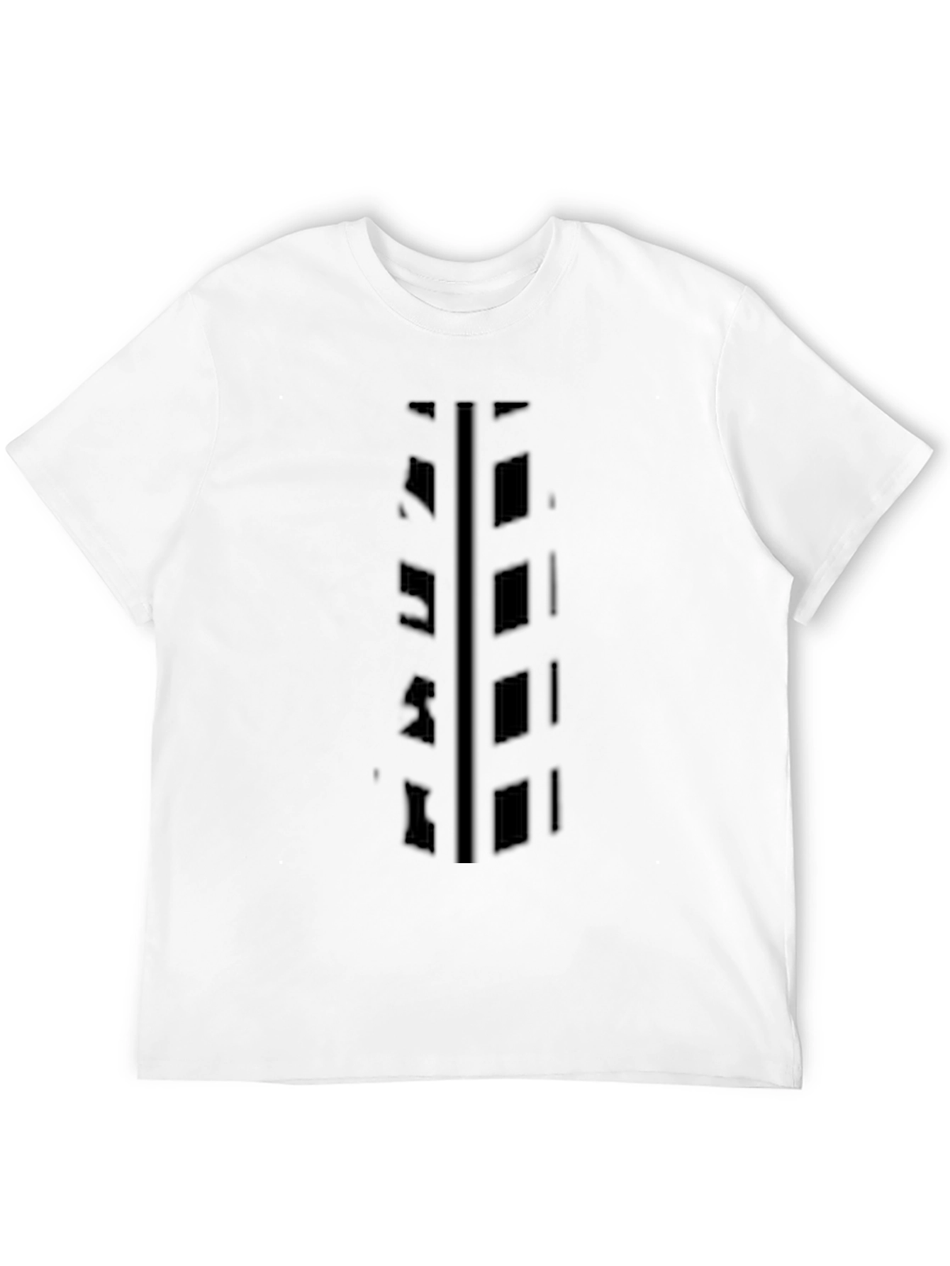 Black Graphic Tee - Abstract Ladder Design