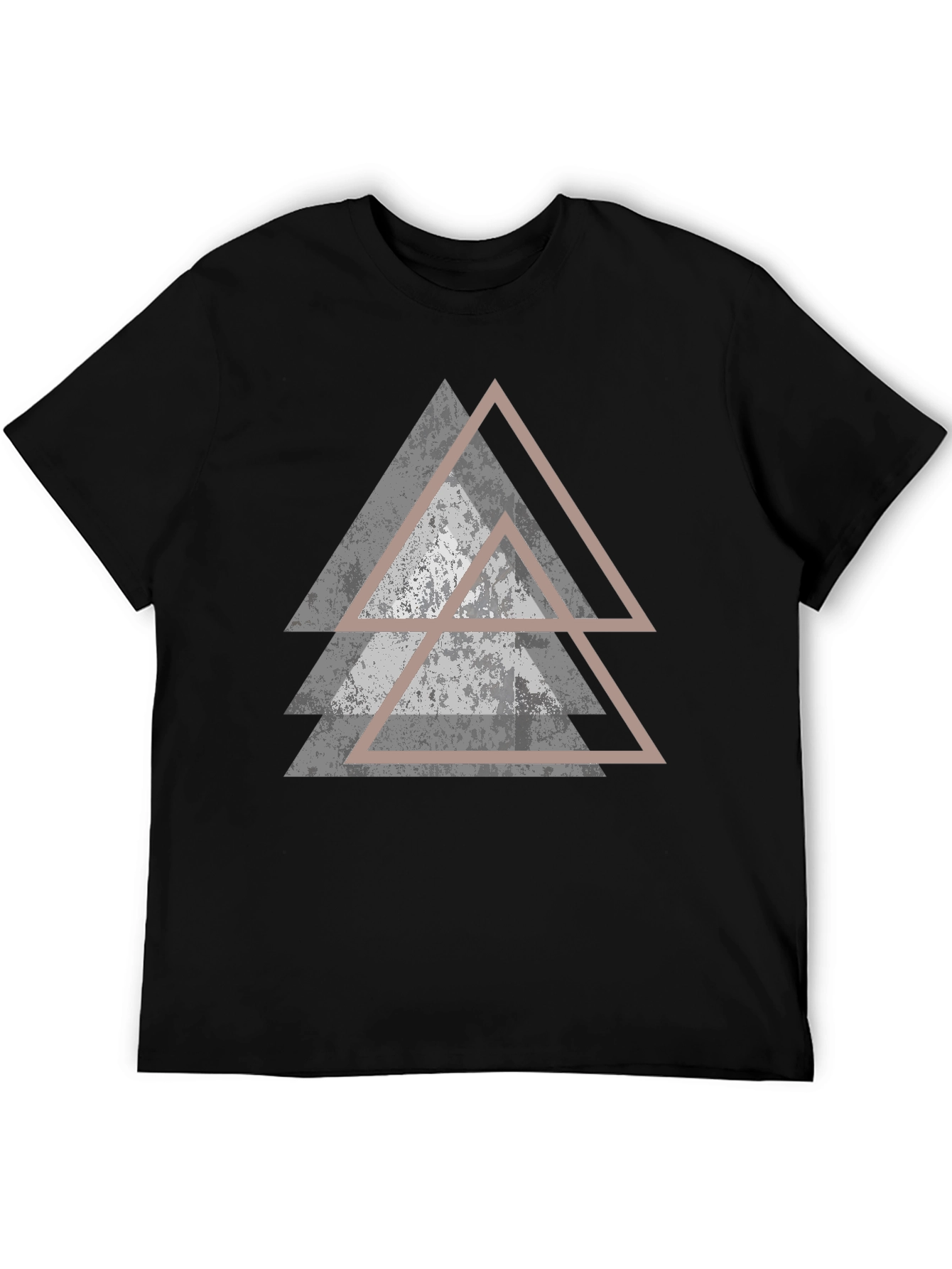 Geometric Triangle Graphic Black T-Shirt