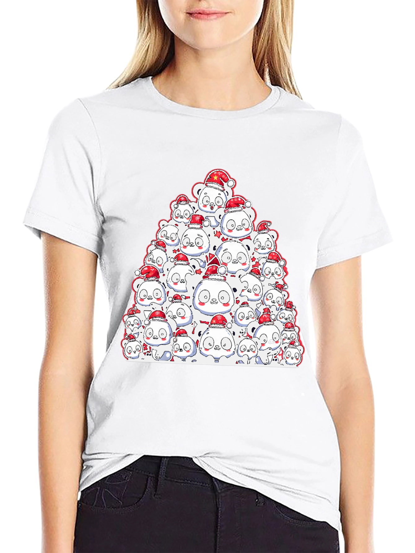 Festive Panda Pile-Up T-Shirt