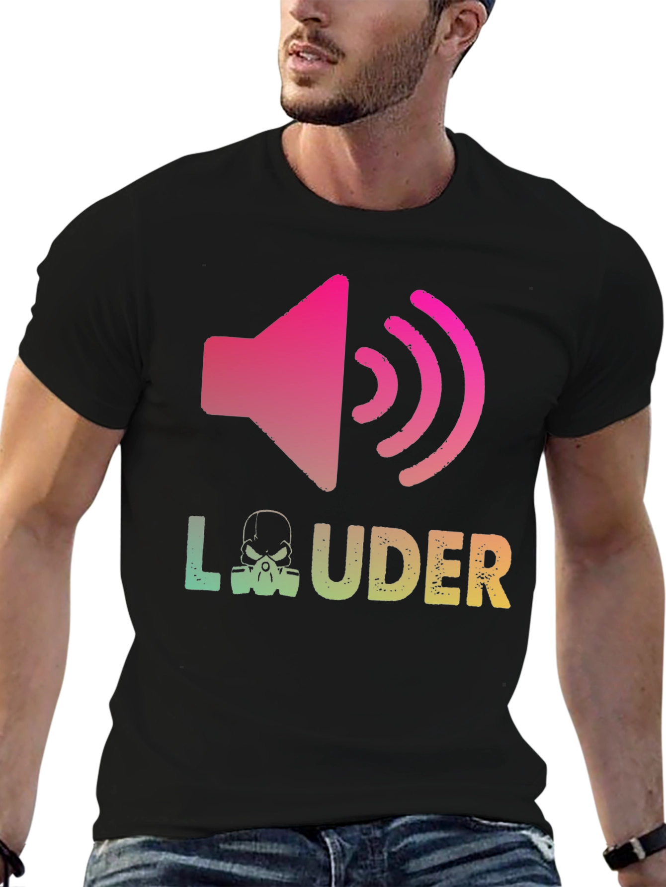 Louder Graphic Tee - Skull Sound Wave Design