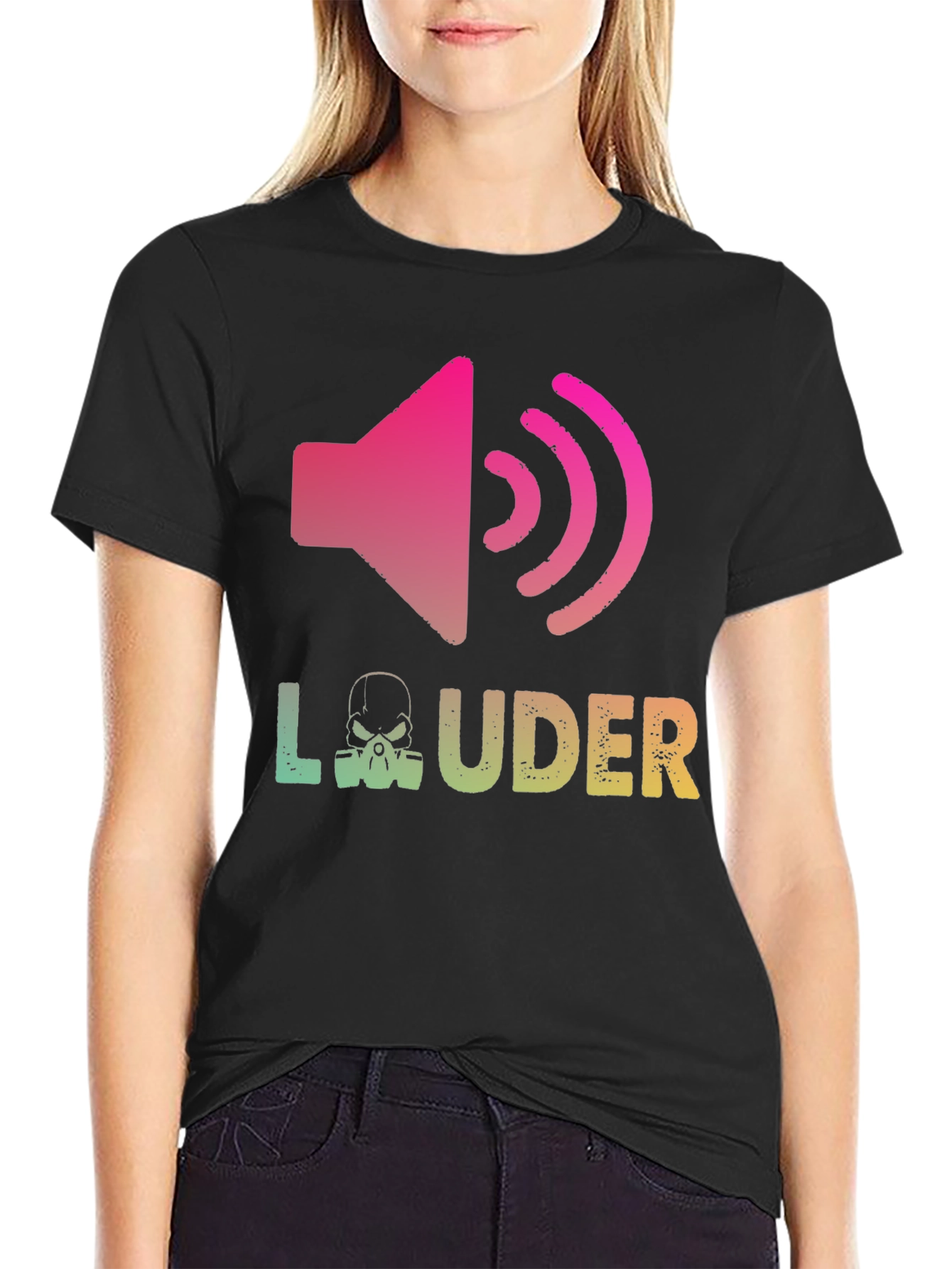Louder Graphic Tee - Skull Sound Wave Design