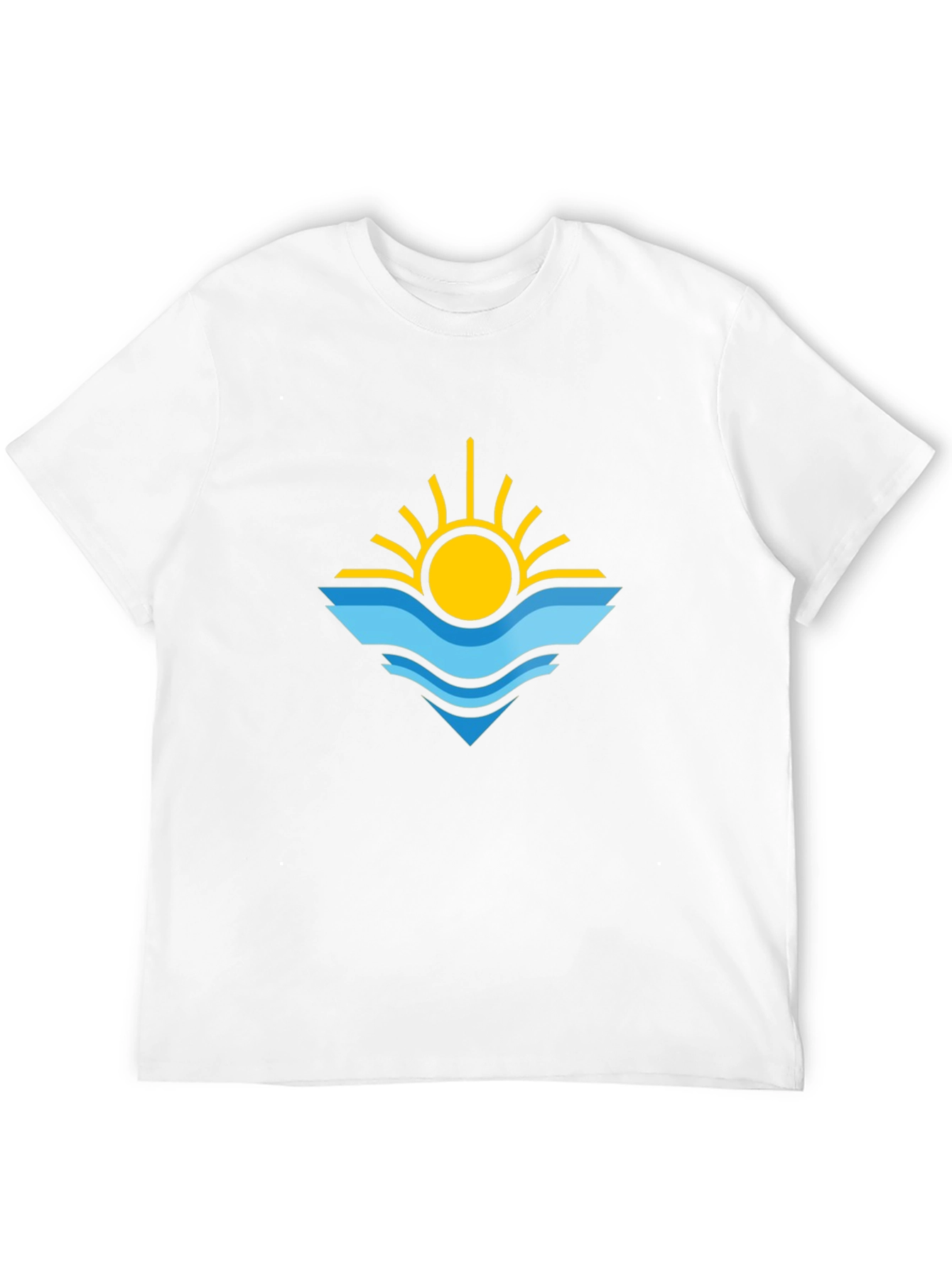 Sun & Waves Graphic Tee - Black Cotton Shirt