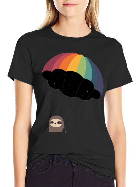 Rainbow Parachute Sloth Graphic Tee