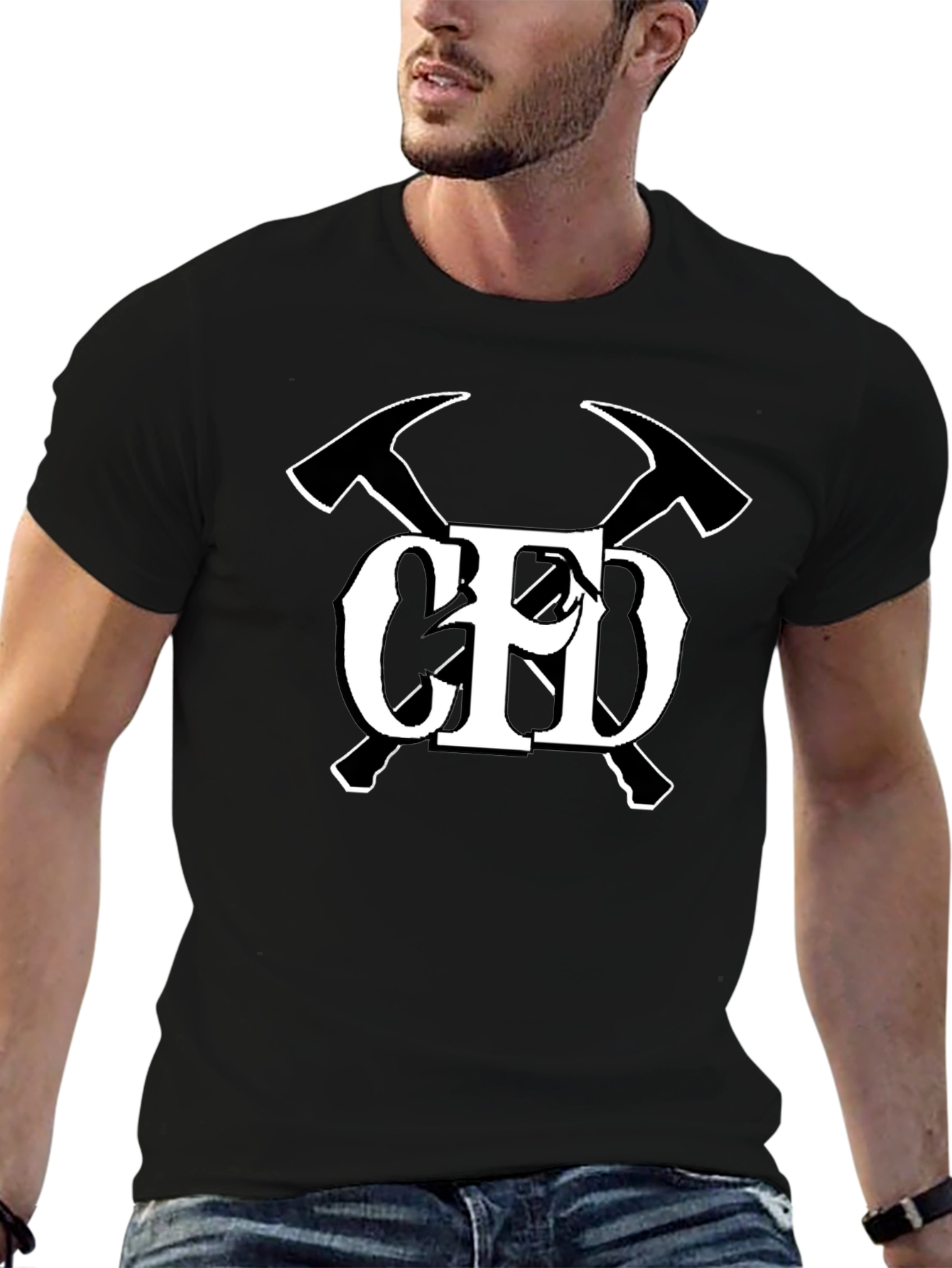 CFD Firefighter Axe Tee - Black Cotton Comfort