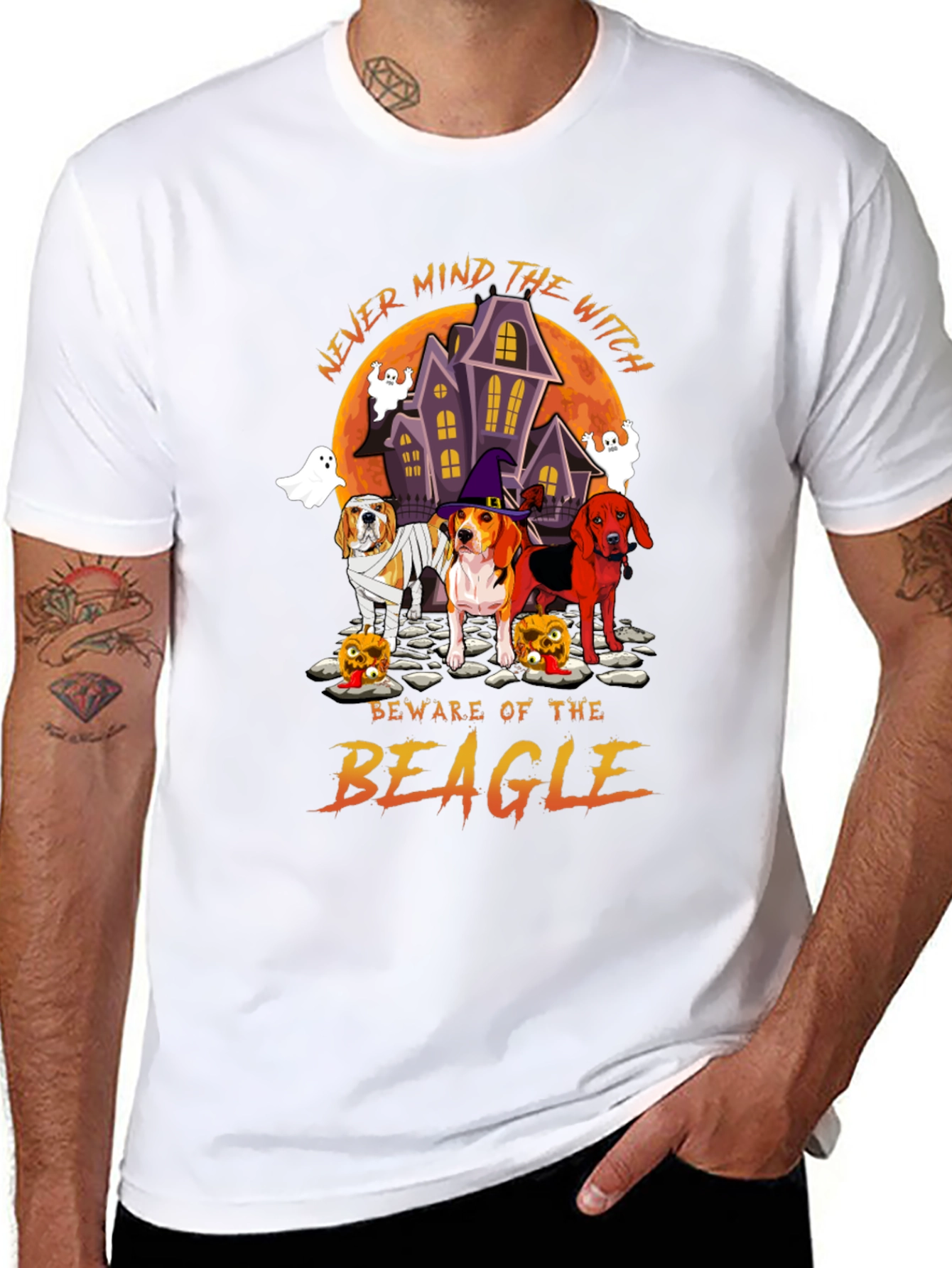 Halloween Beagle T-Shirt - Witch Design