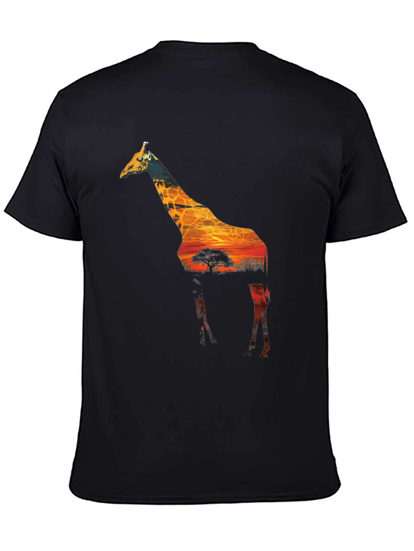 Giraffe Sunset Graphic Tee - Black Unisex Shirt