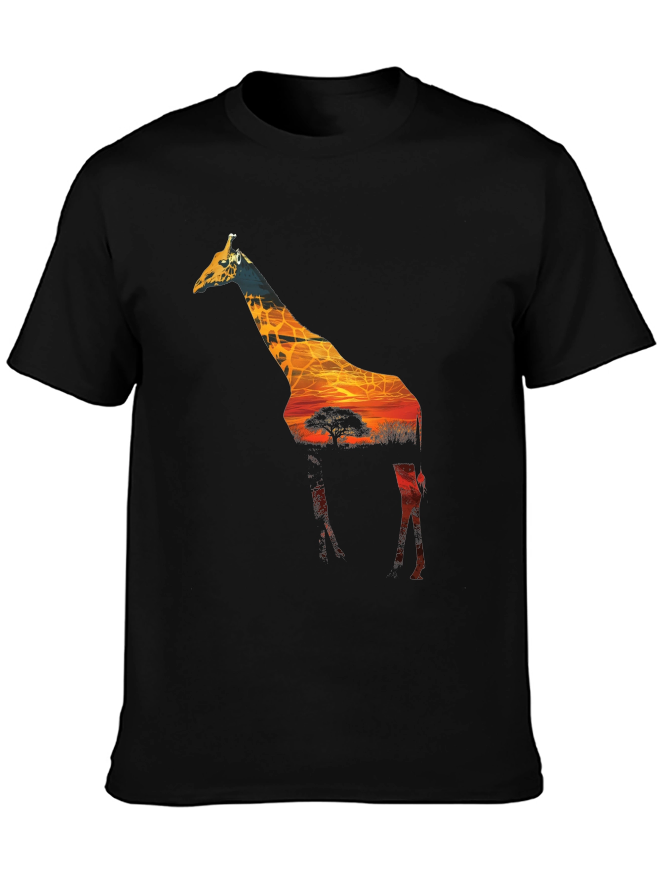 Giraffe Sunset Graphic Tee - Black Unisex Shirt