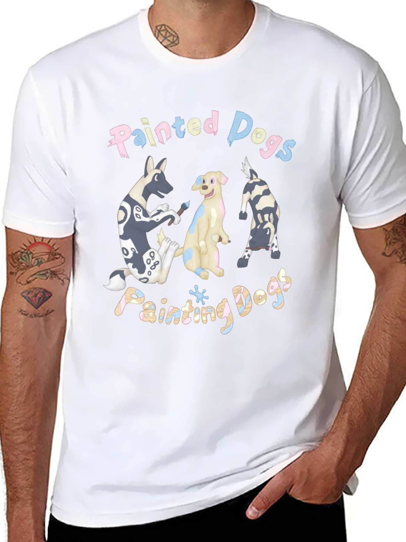 Painted Dogs Graphic T-Shirt - Unisex Cotton Tee
