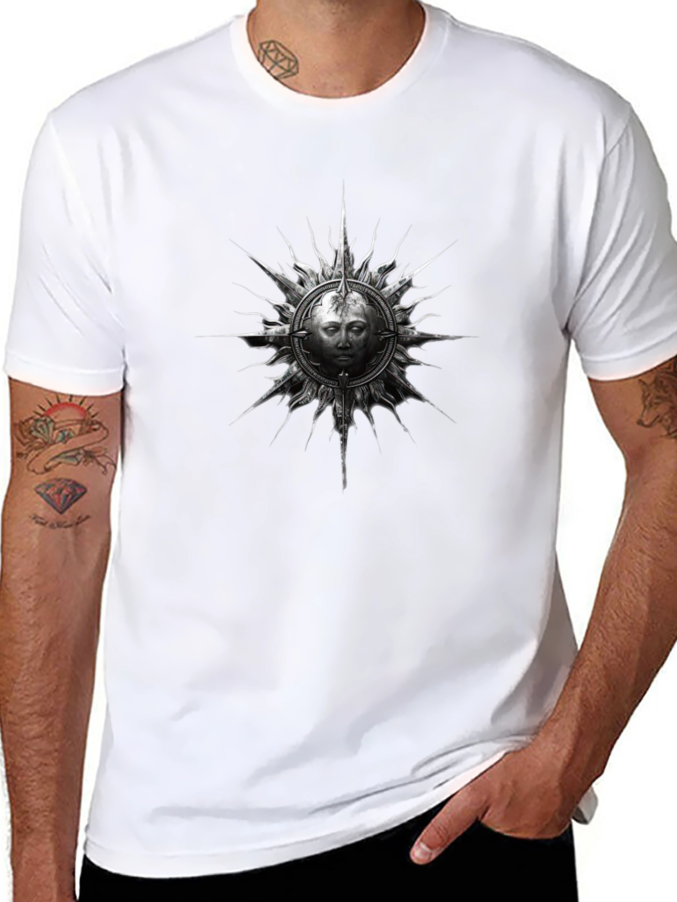Sun Face Graphic Black T-Shirt