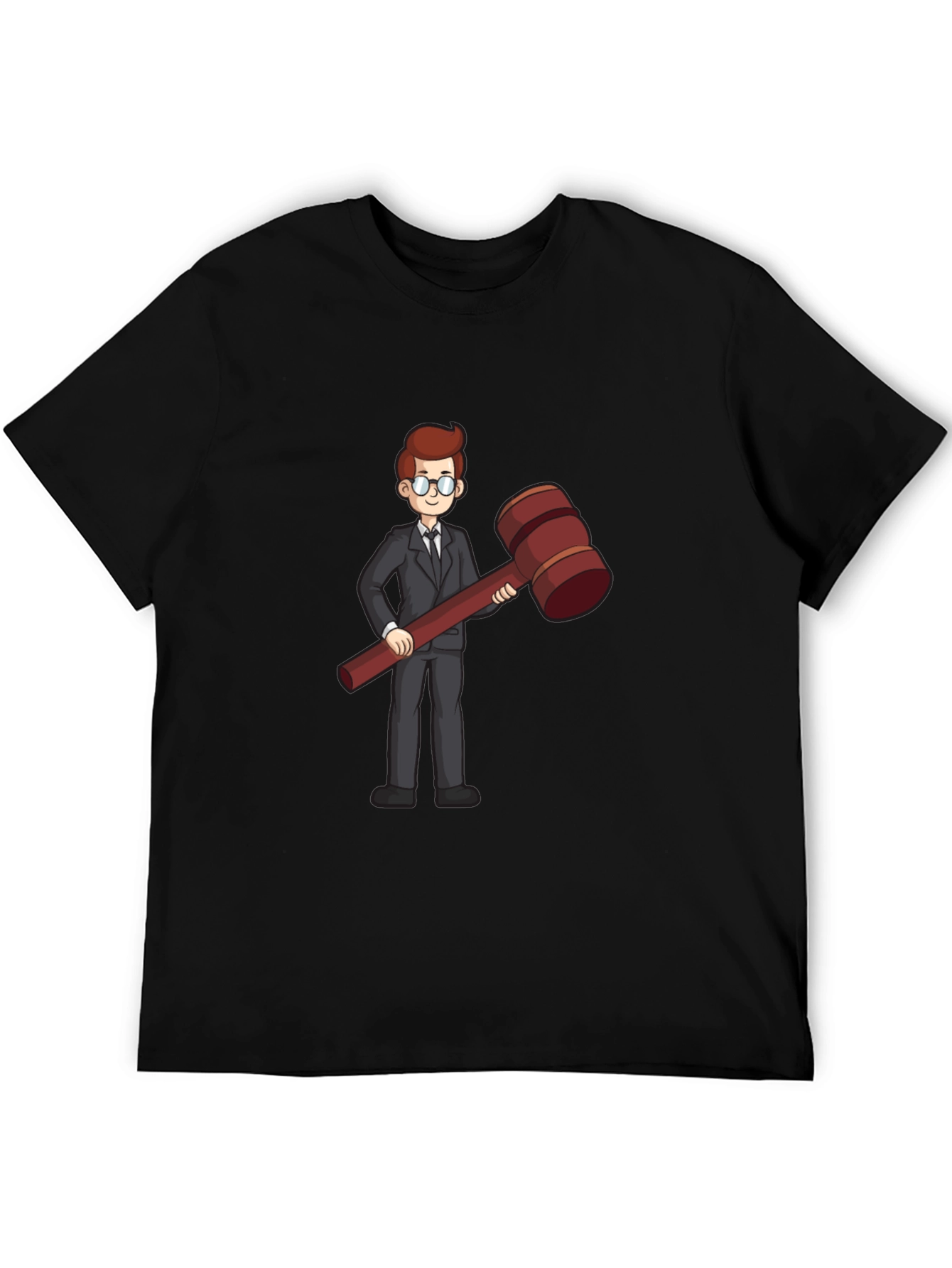 Judge Cartoon Graphic Tee - Black Cotton Shirt