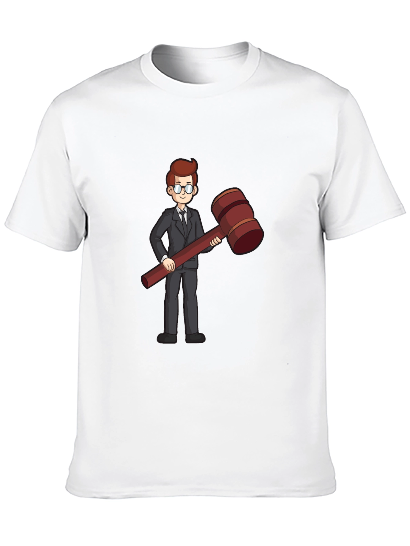 Judge Cartoon Graphic Tee - Black Cotton Shirt