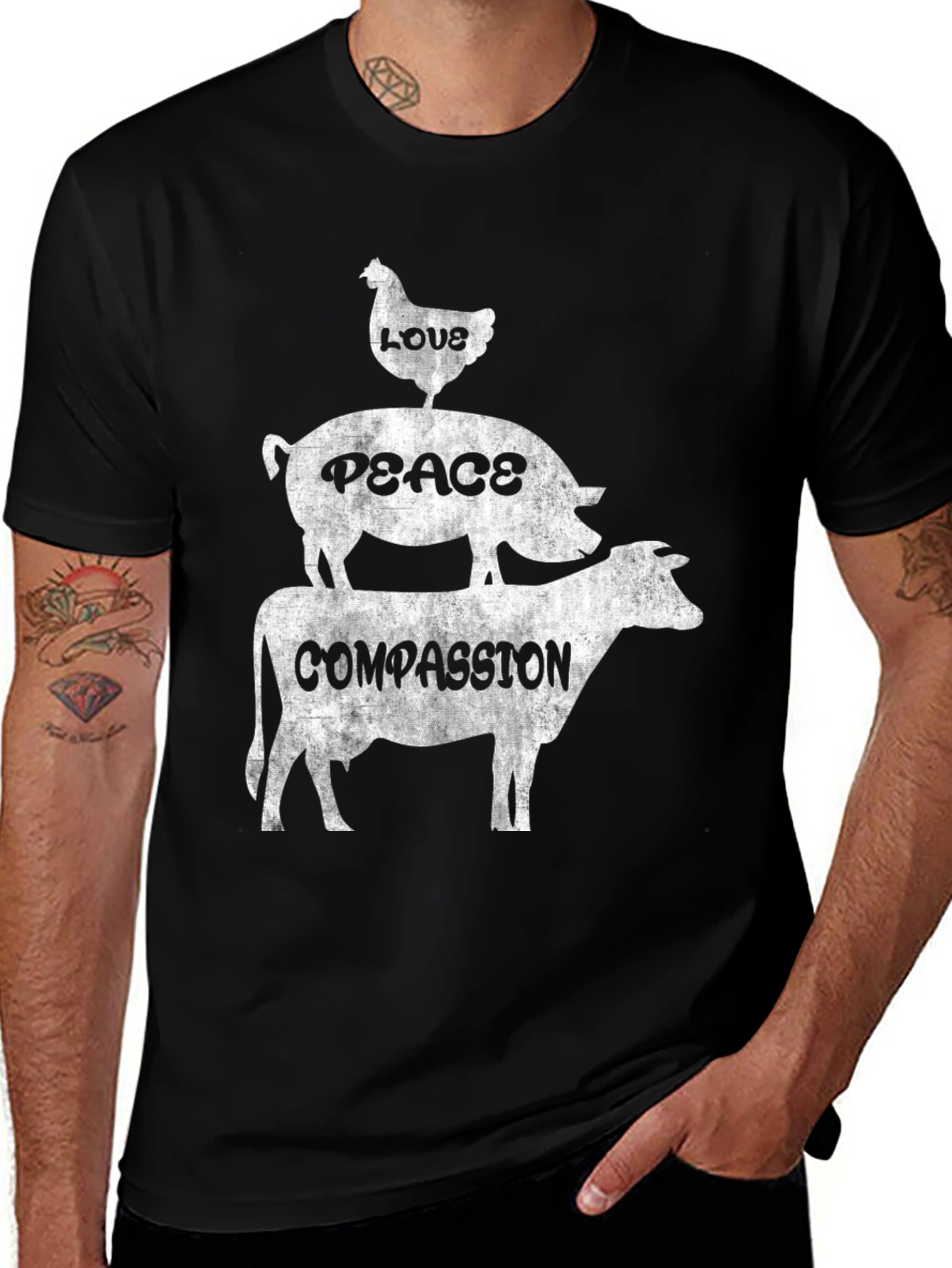 Love Peace Compassion Vegan T-Shirt