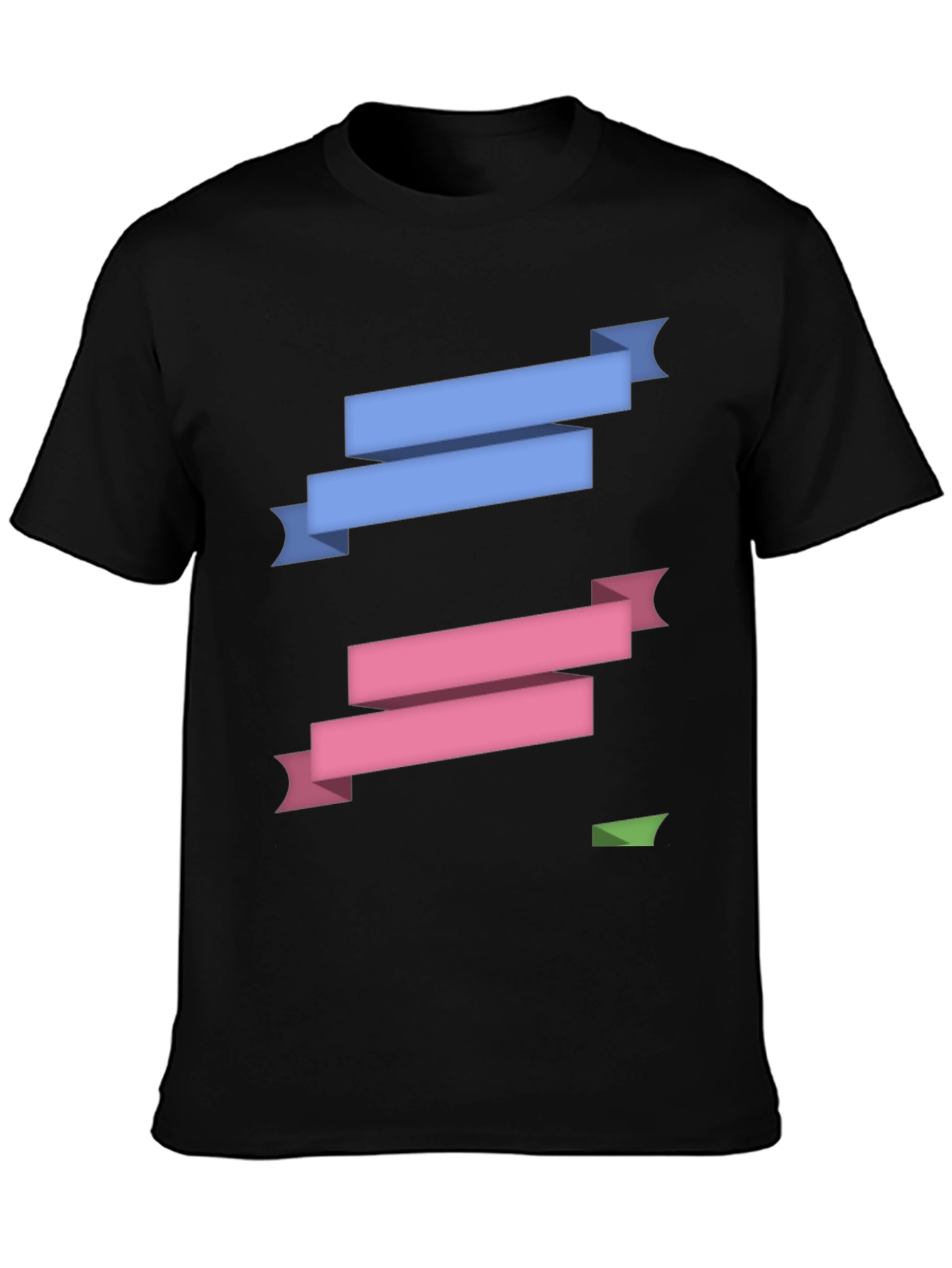 Stylish Ribbon Graphic Black T-Shirt