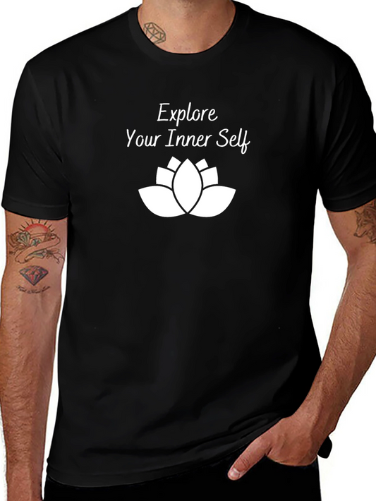 Explore Inner Self T-Shirt - Lotus Flower Black Tee