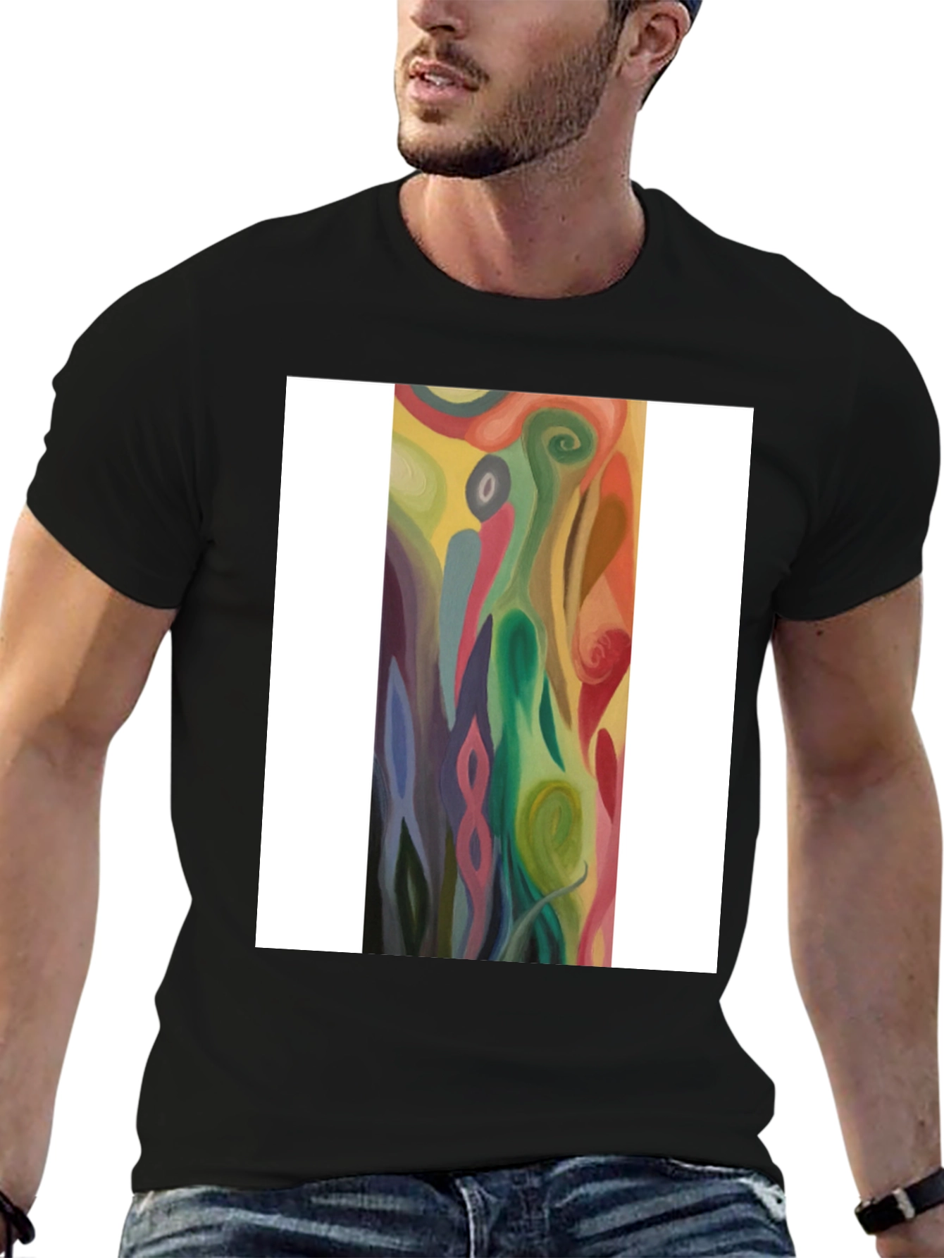 Abstract Swirl Art Graphic Tee - Black Unisex T-Shirt