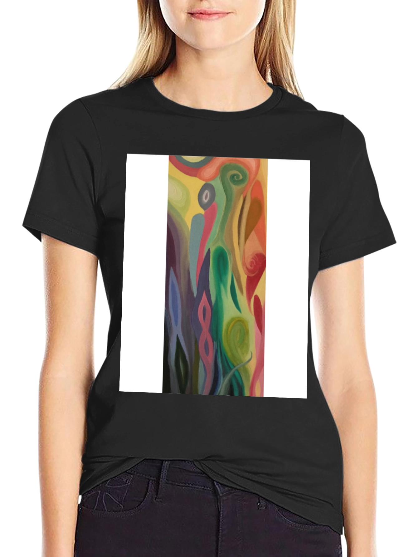 Abstract Swirl Art Graphic Tee - Black Unisex T-Shirt
