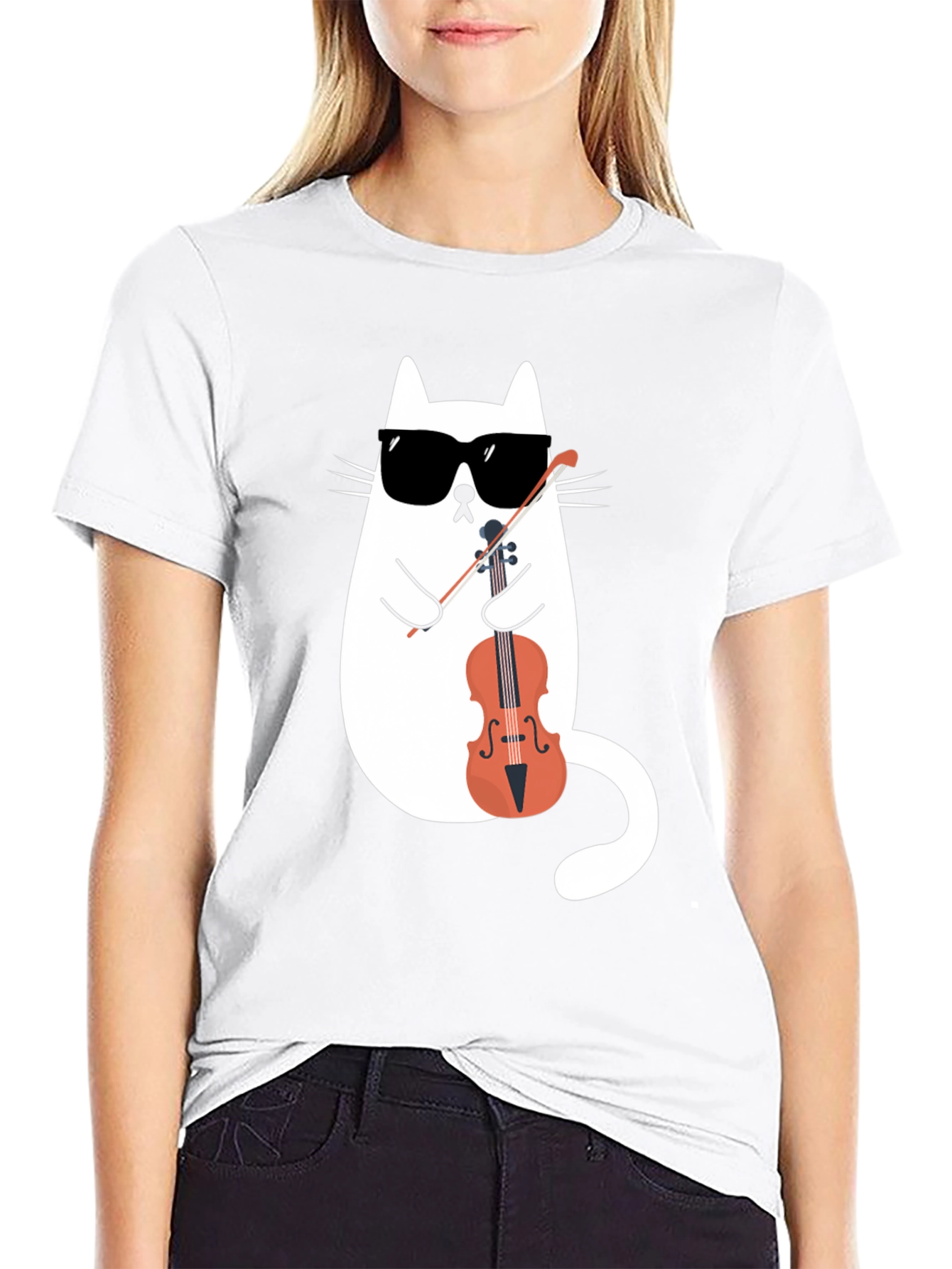 Cool Cat Musician T-Shirt - Novelty Design