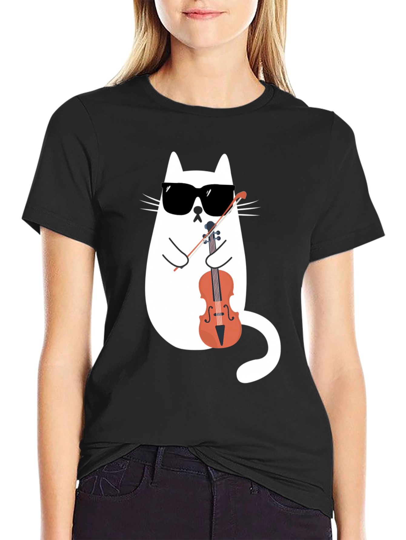 Cool Cat Musician T-Shirt - Novelty Design