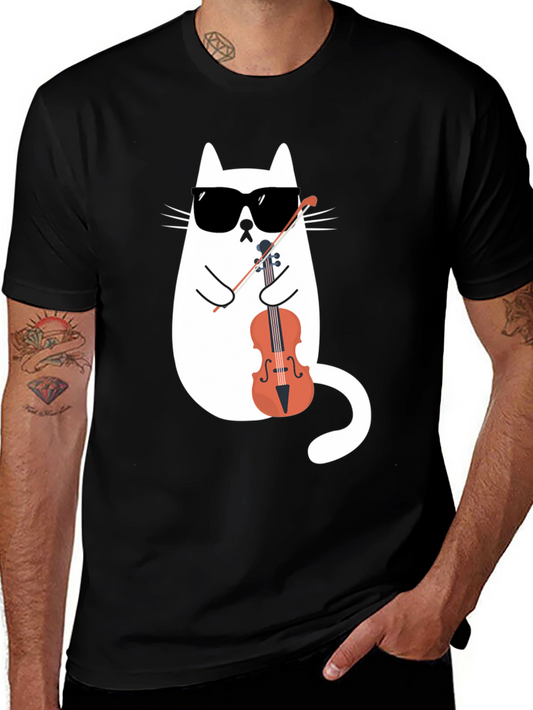 Cool Cat Musician T-Shirt - Novelty Design