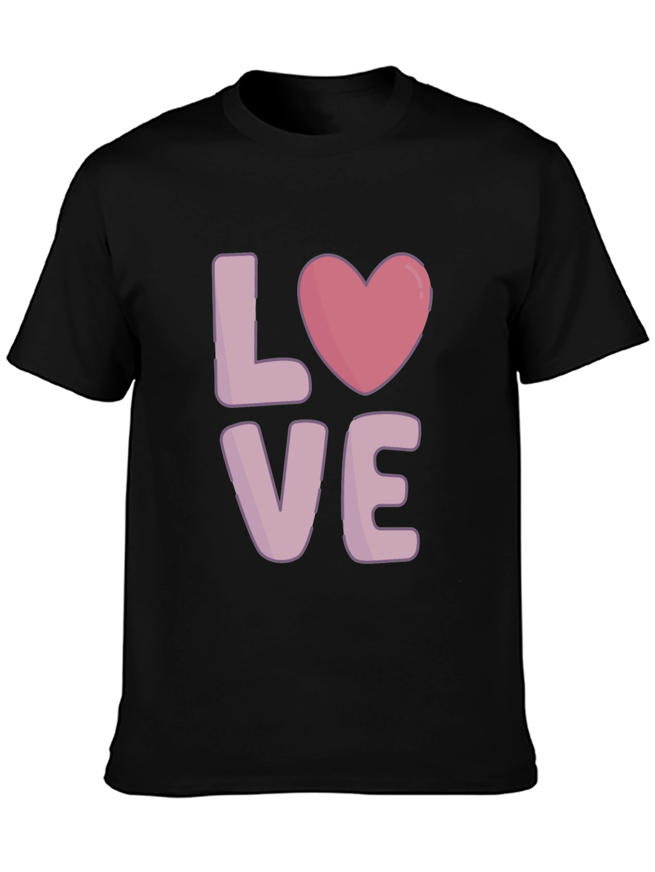Love Heart Graphic Black T-Shirt