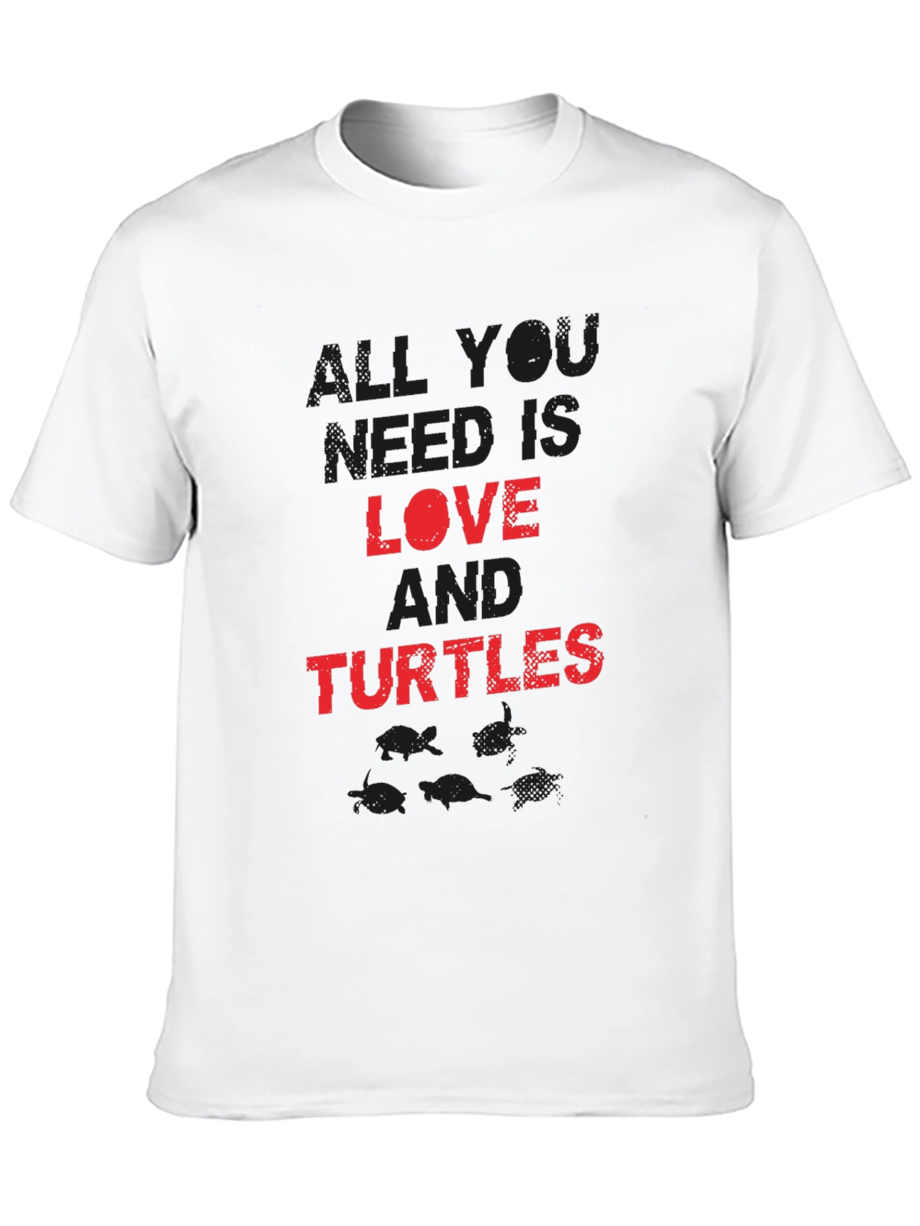 Love and Turtles Graphic Tee - Black Cotton Blend
