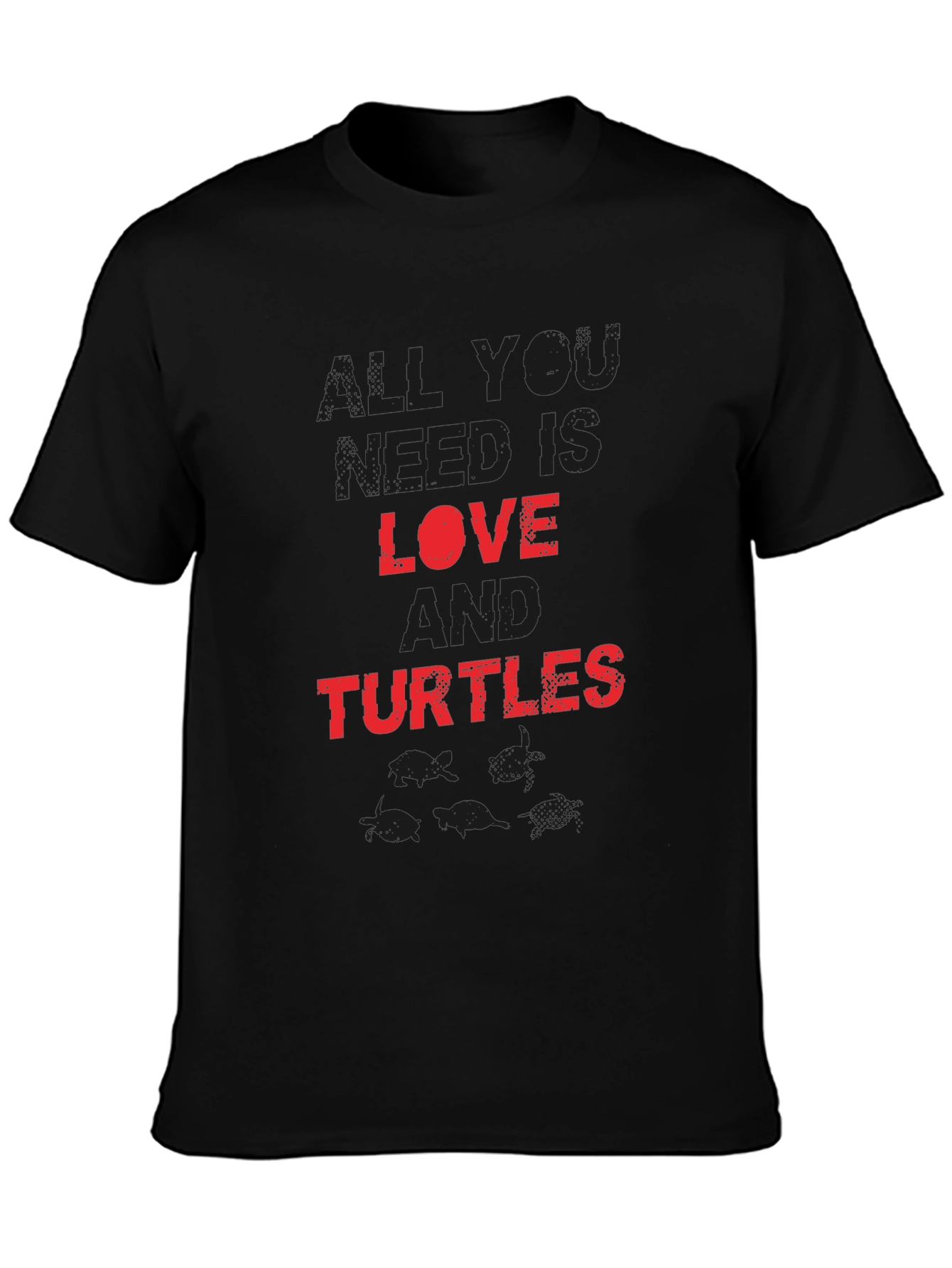Love and Turtles Graphic Tee - Black Cotton Blend