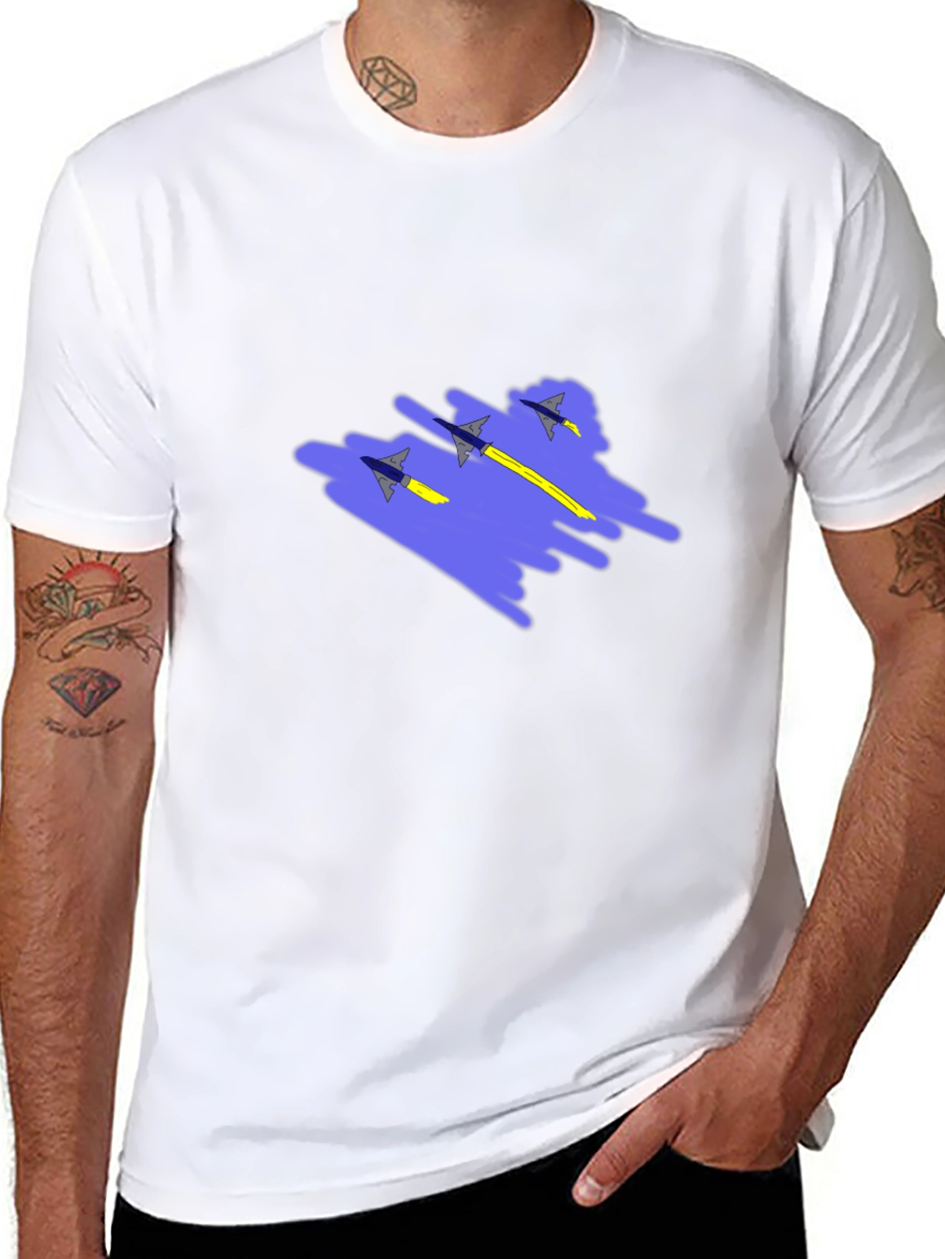 Jet Squadron Graphic Print Black T-Shirt