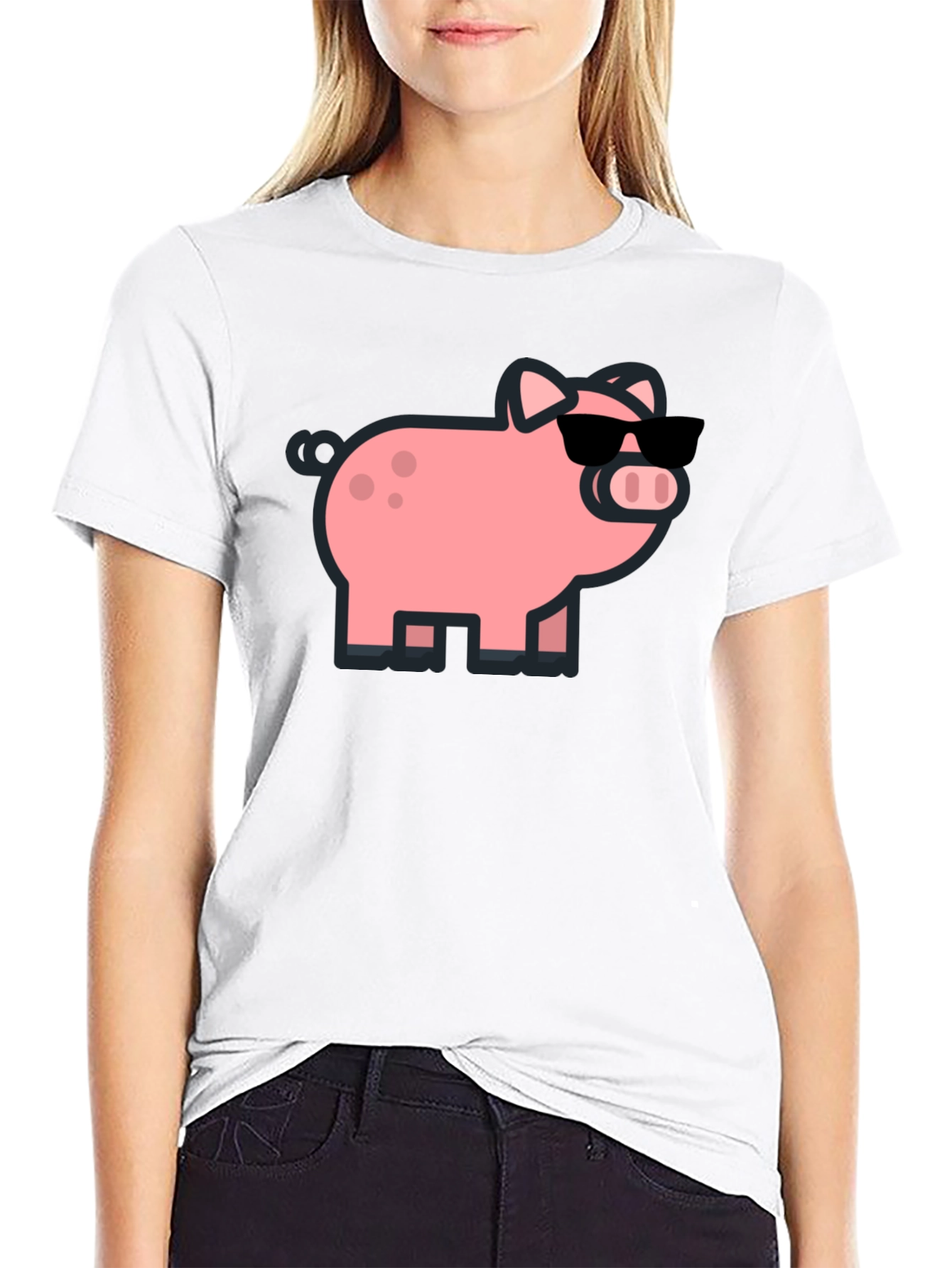 Cool Pig Graphic Tee - Black Cotton T-Shirt