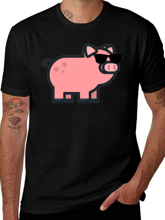 Cool Pig Graphic Tee - Black Cotton T-Shirt