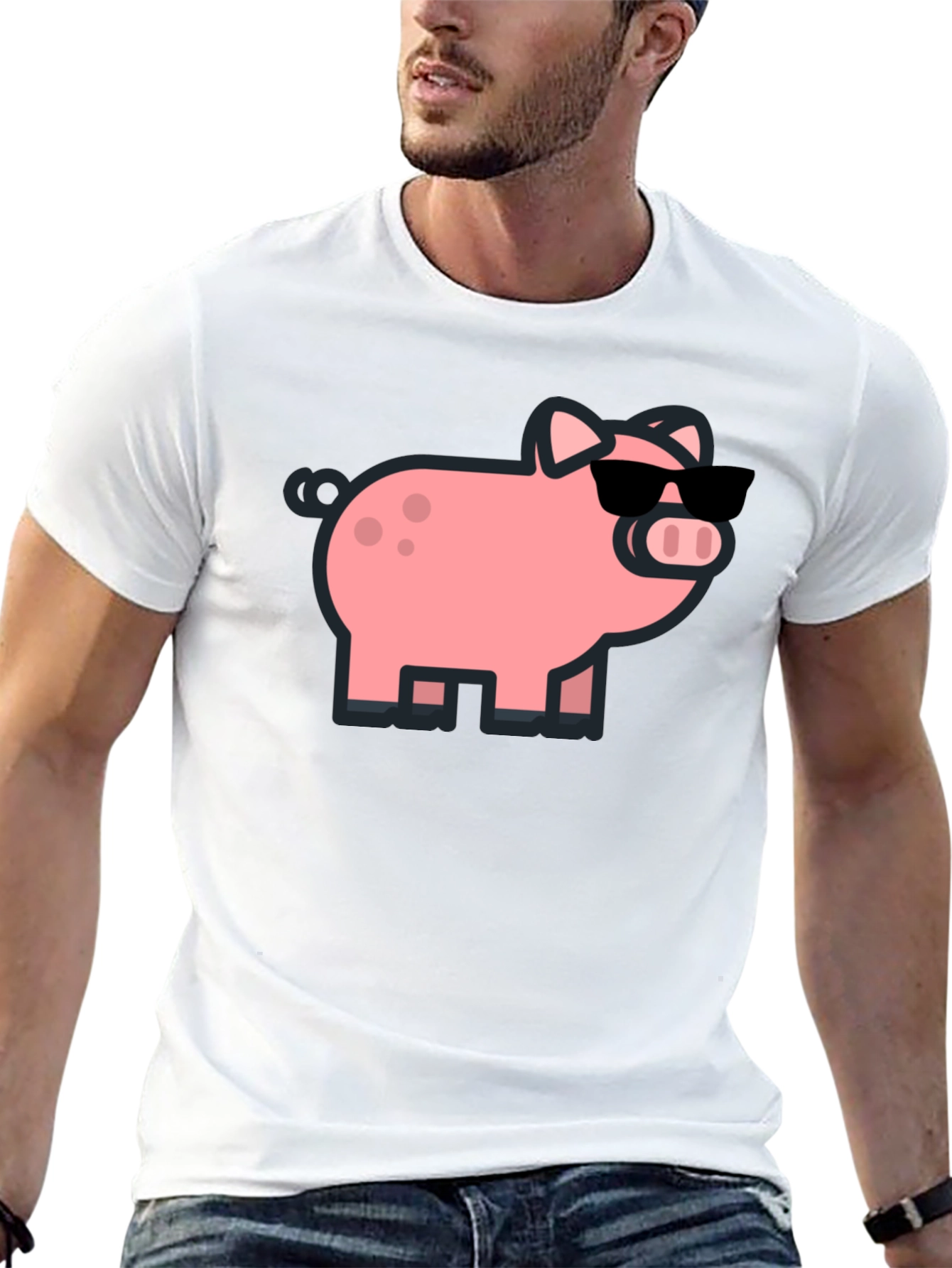 Cool Pig Graphic Tee - Black Cotton T-Shirt