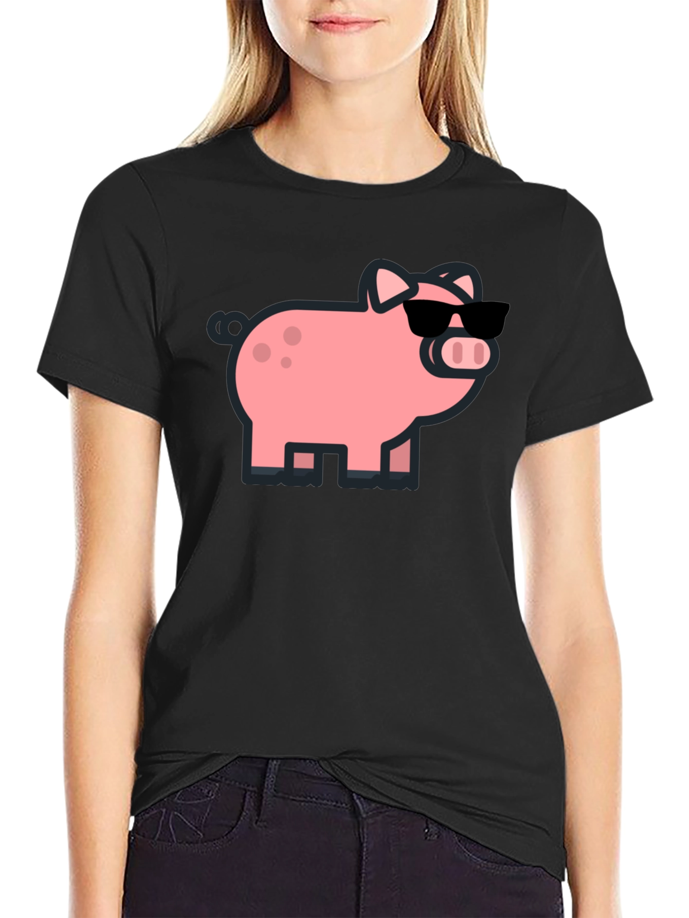 Cool Pig Graphic Tee - Black Cotton T-Shirt
