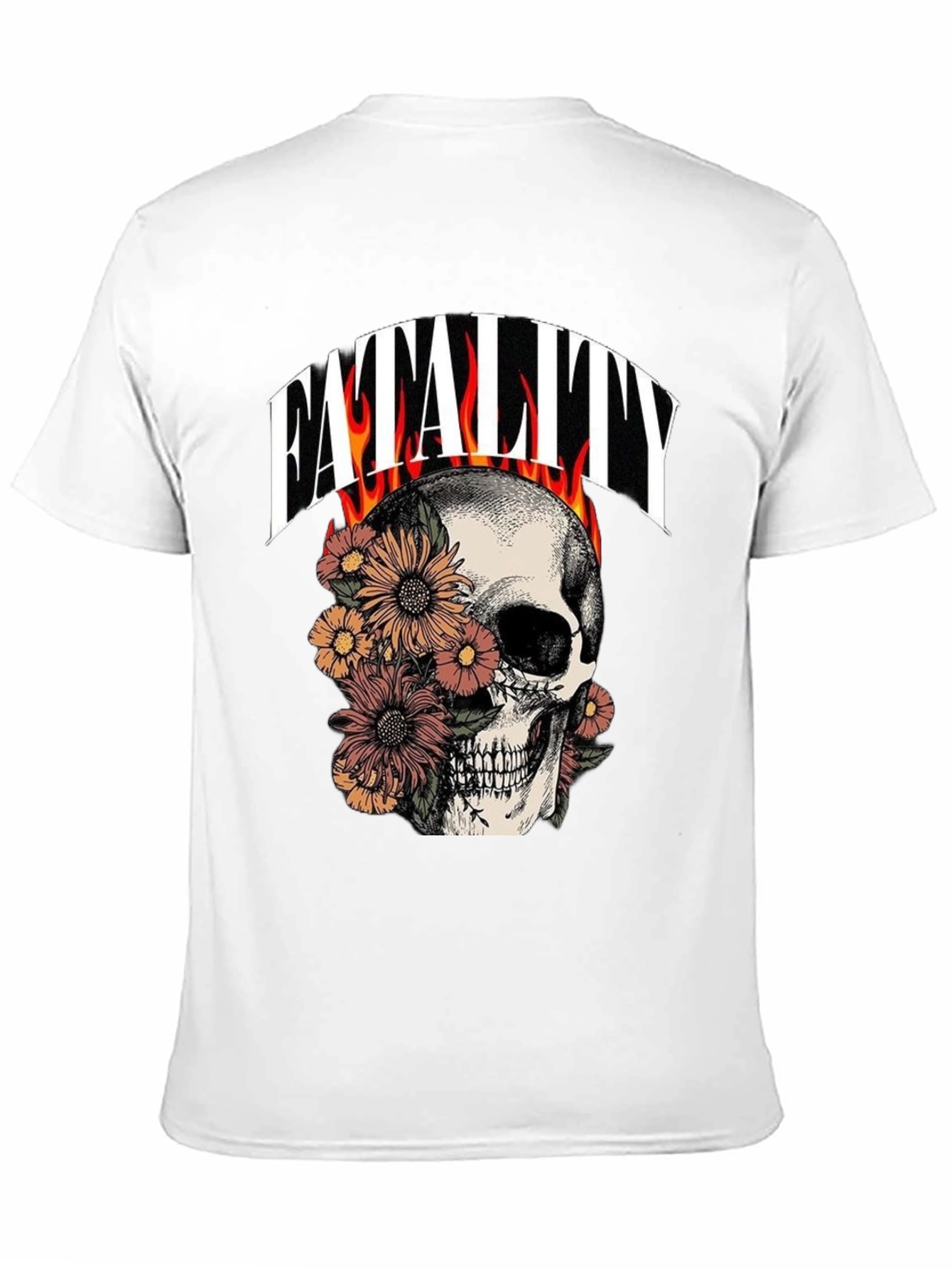 Floral Skull Fatality Graphic Print T-Shirt
