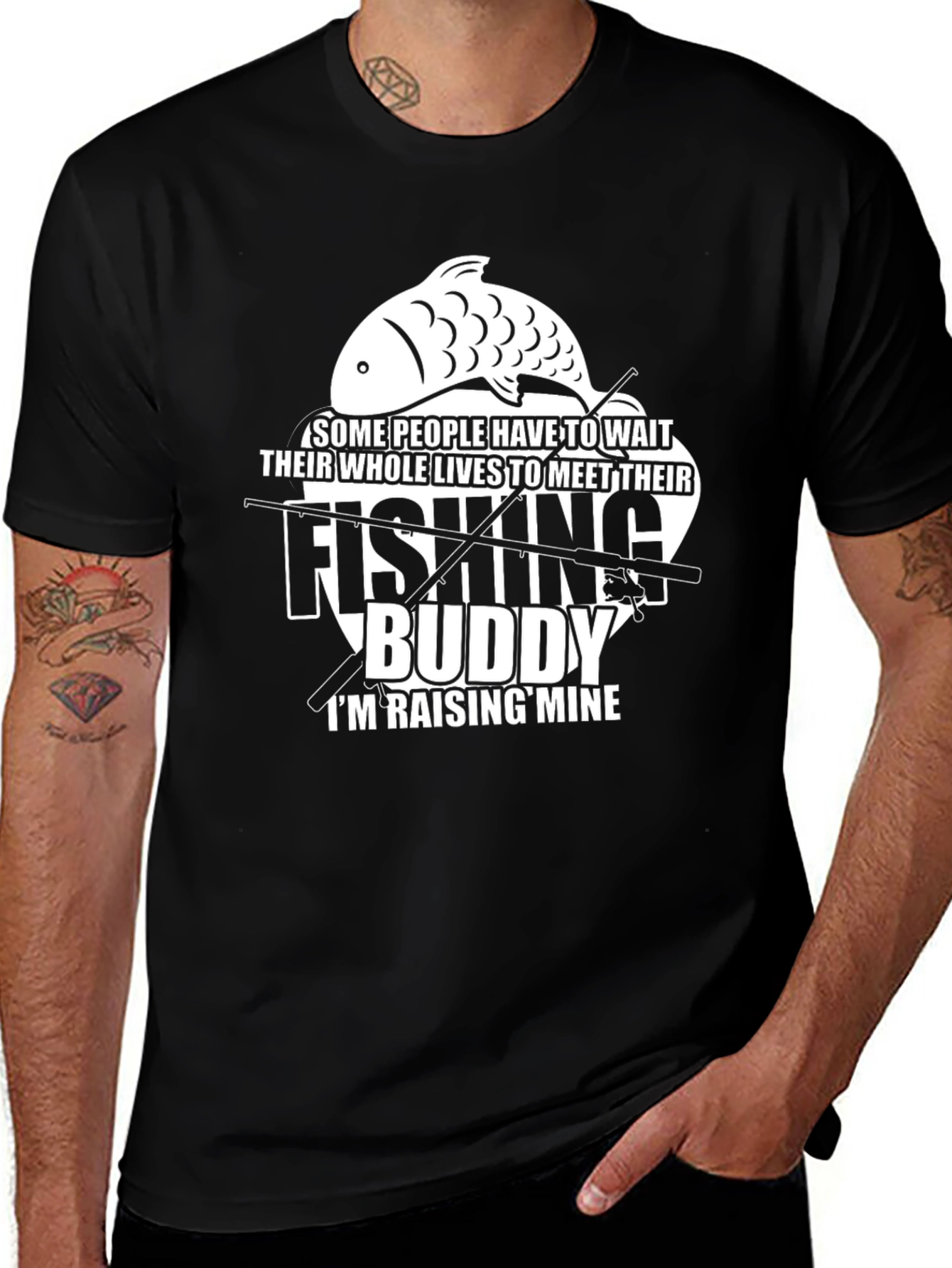 Fishing Buddy T-Shirt - Raising Mine Black Tee