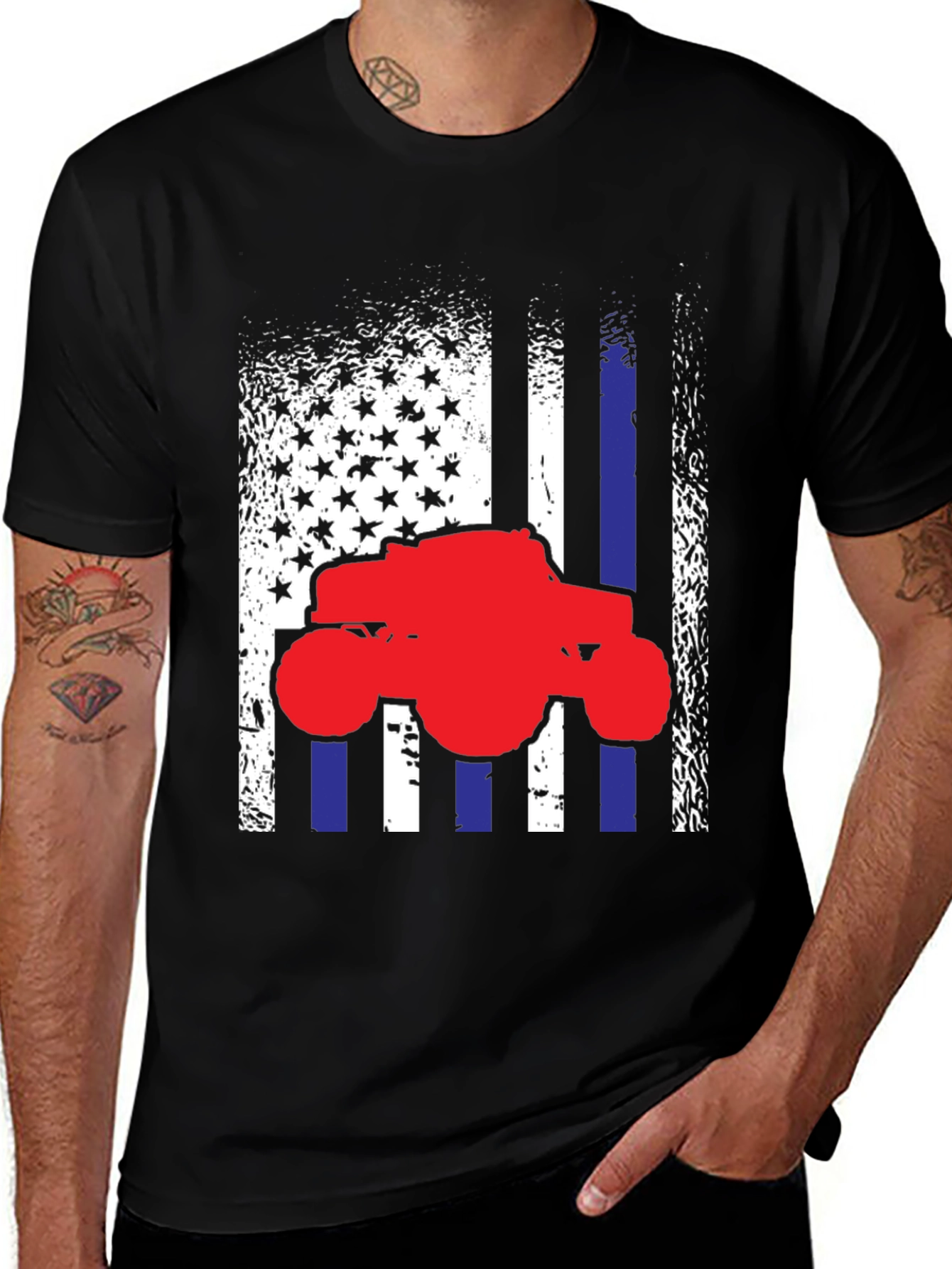 Monster Truck American Flag Graphic Tee