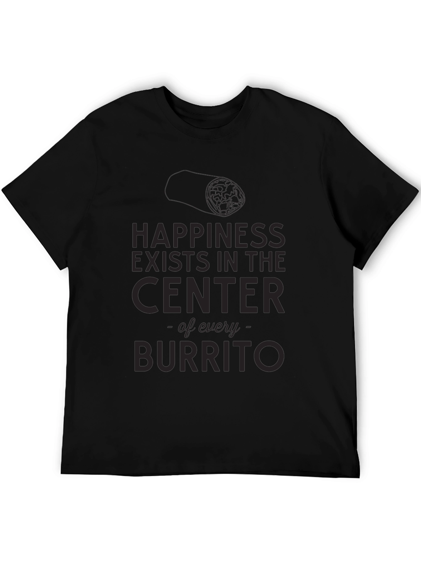 Happiness Burrito Graphic T-Shirt - Mens Black Tee