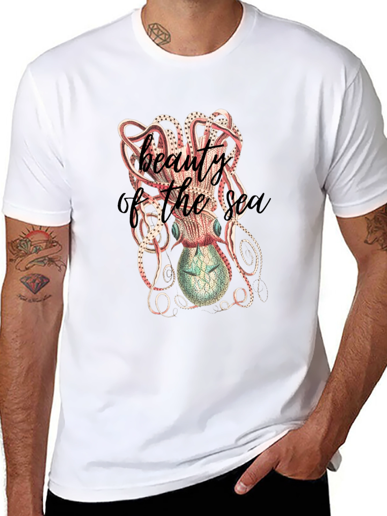 Beauty of the Sea Octopus Graphic Tee - Black