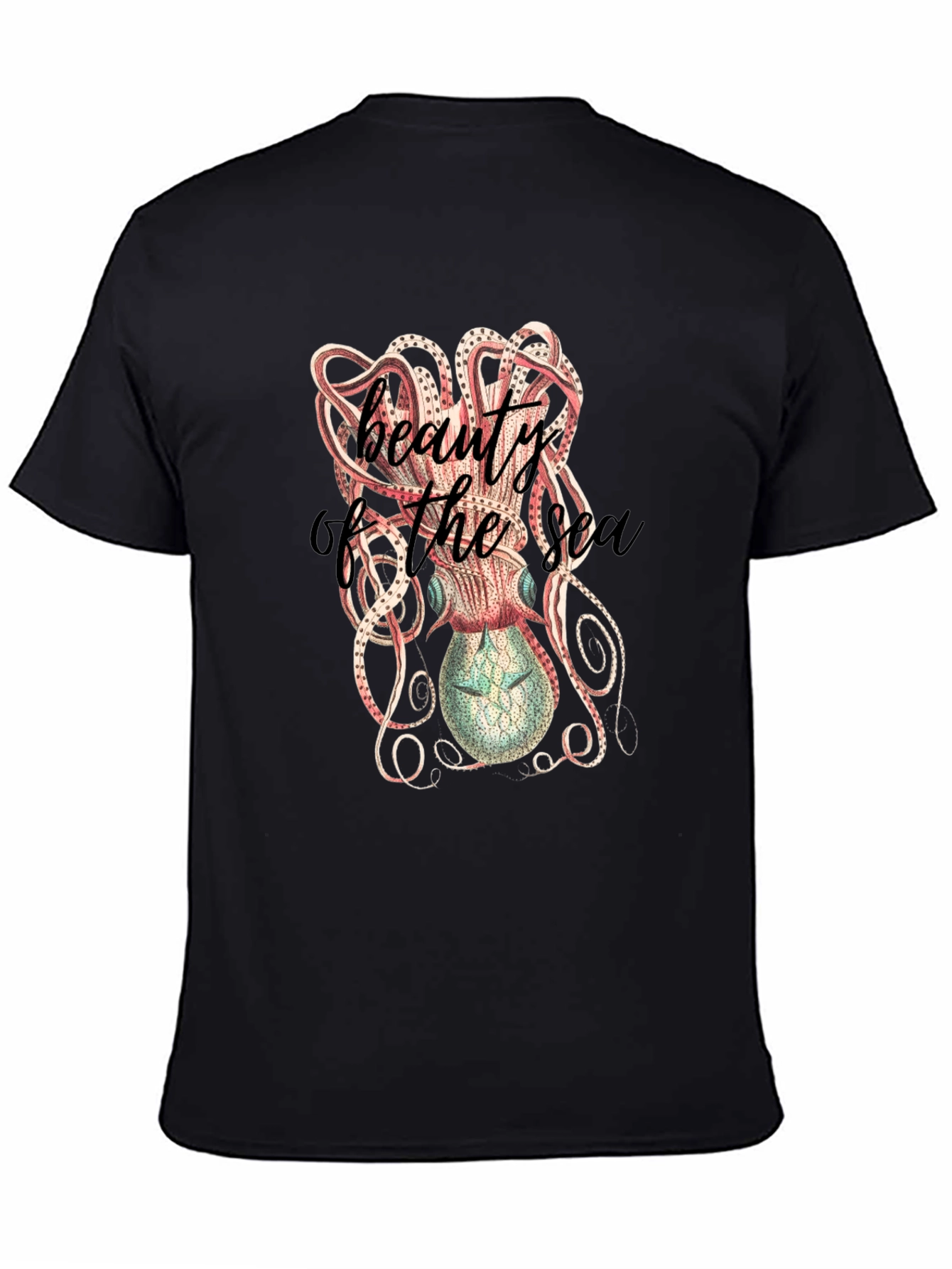 Beauty of the Sea Octopus Graphic Tee - Black