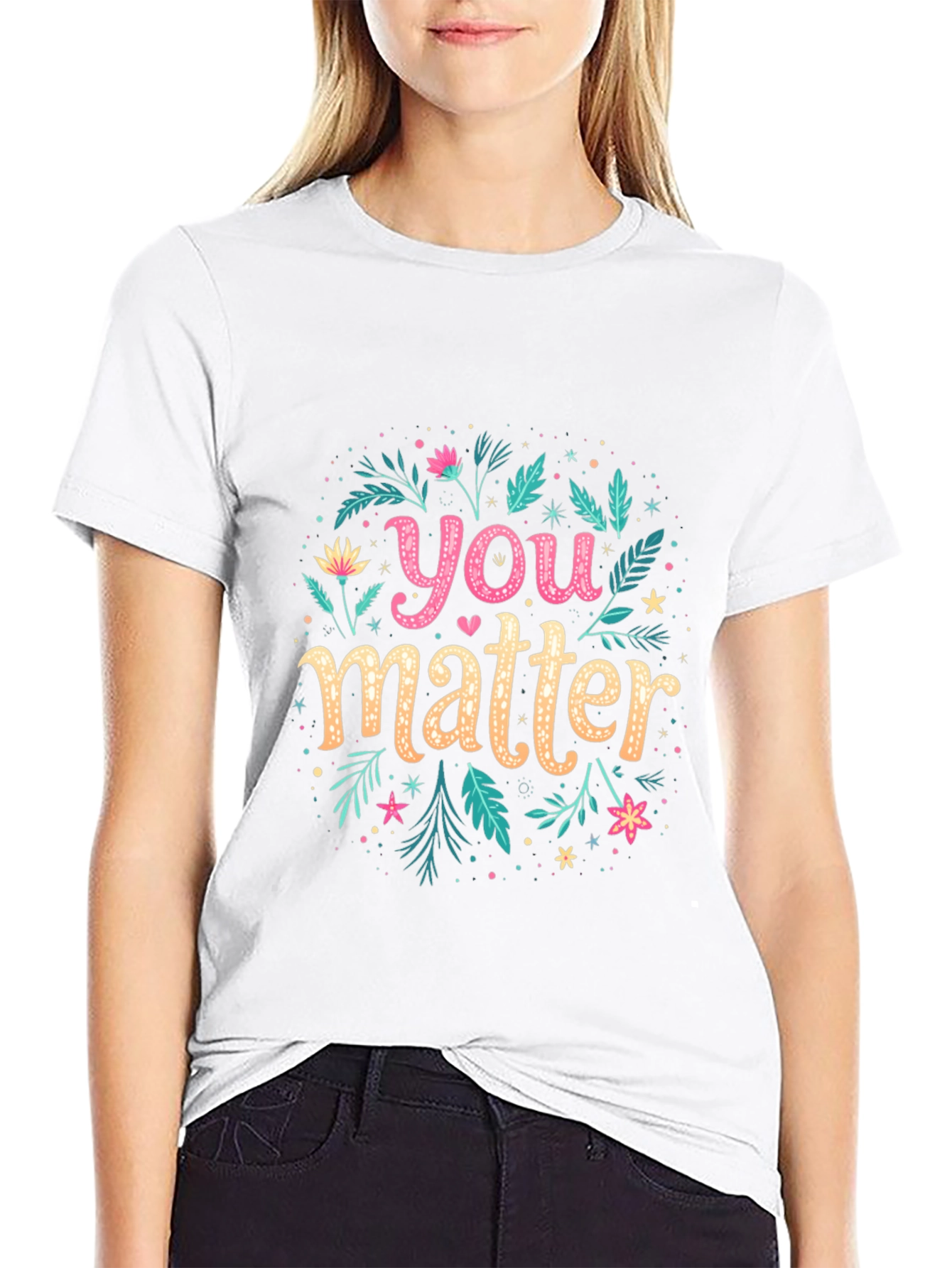 You Matter Floral Graphic Black T-Shirt