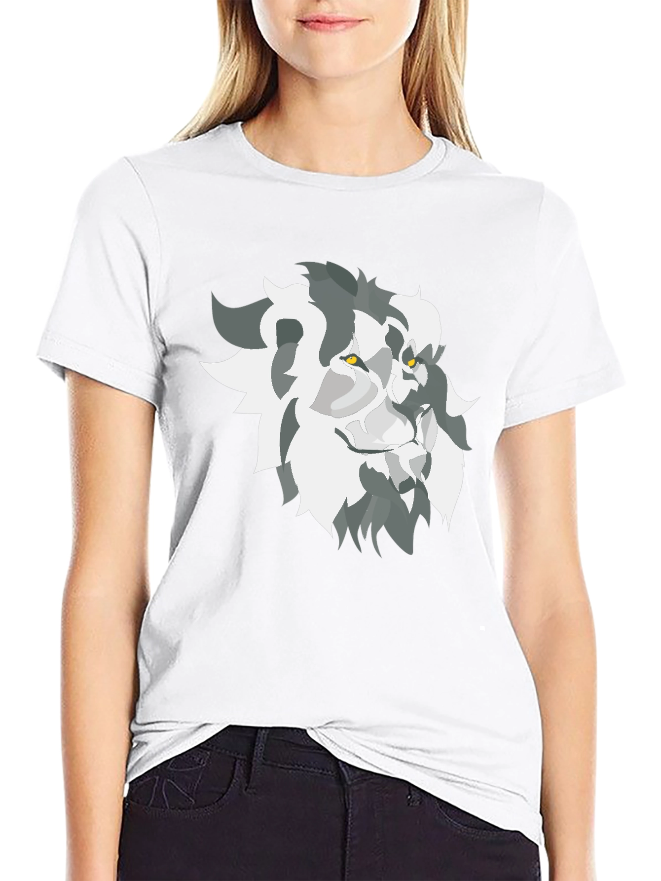 Lion Graphic Black Tee - Bold Artistic Style