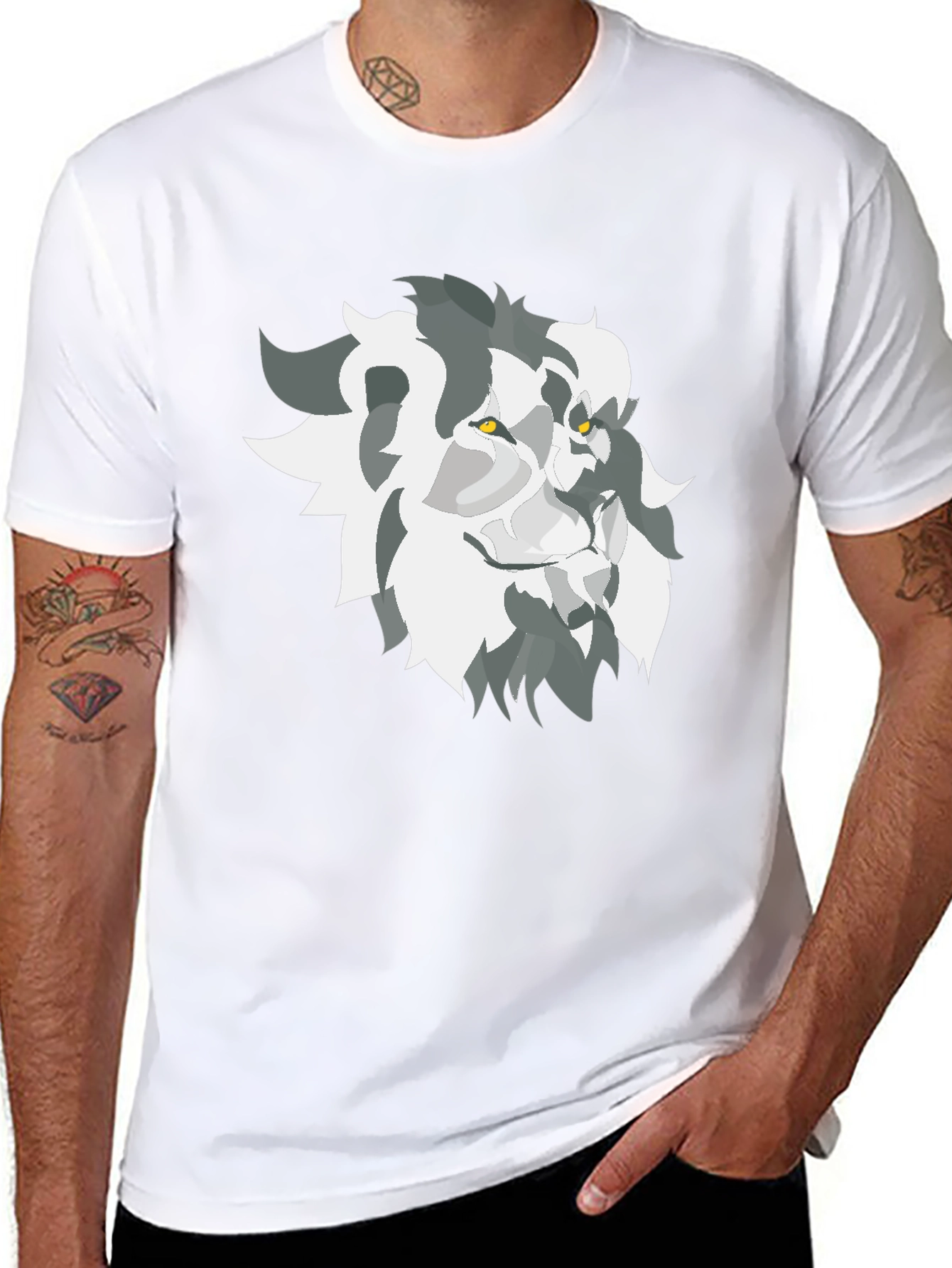 Lion Graphic Black Tee - Bold Artistic Style