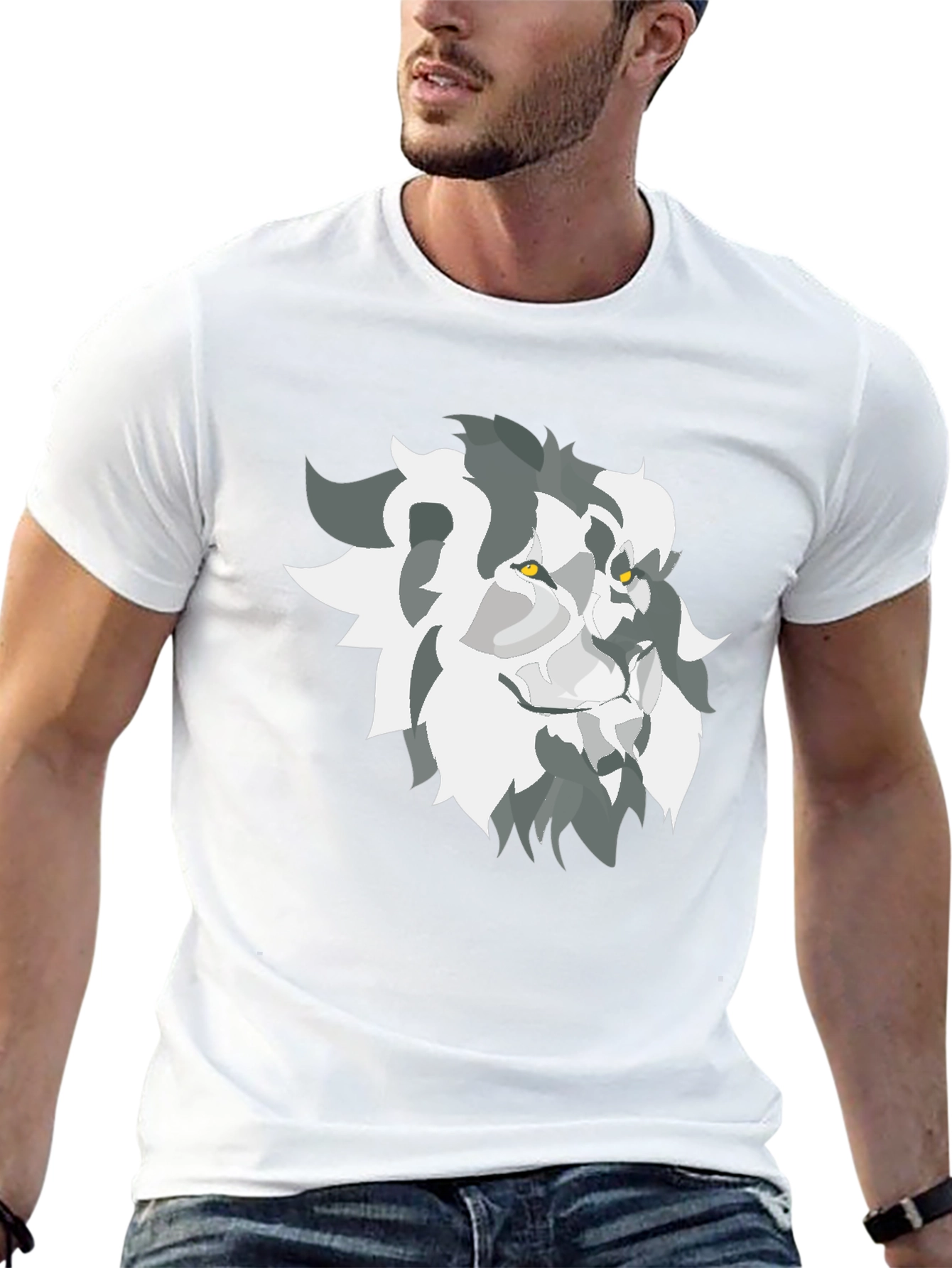 Lion Graphic Black Tee - Bold Artistic Style