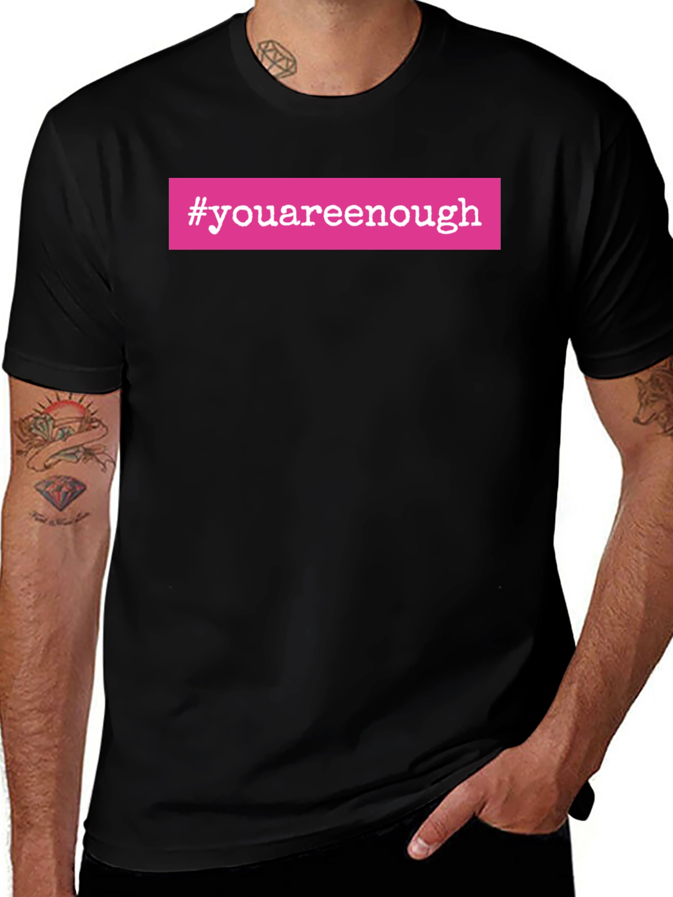 #youareenough Black T-Shirt - Motivational Tee