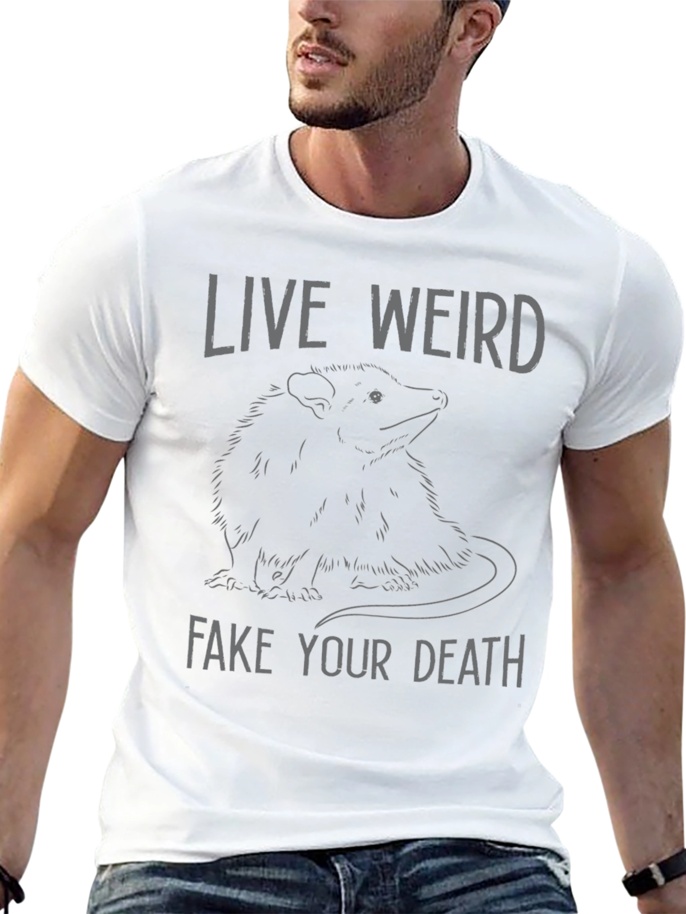 Live Weird Fake Your Death Opossum Graphic Tee