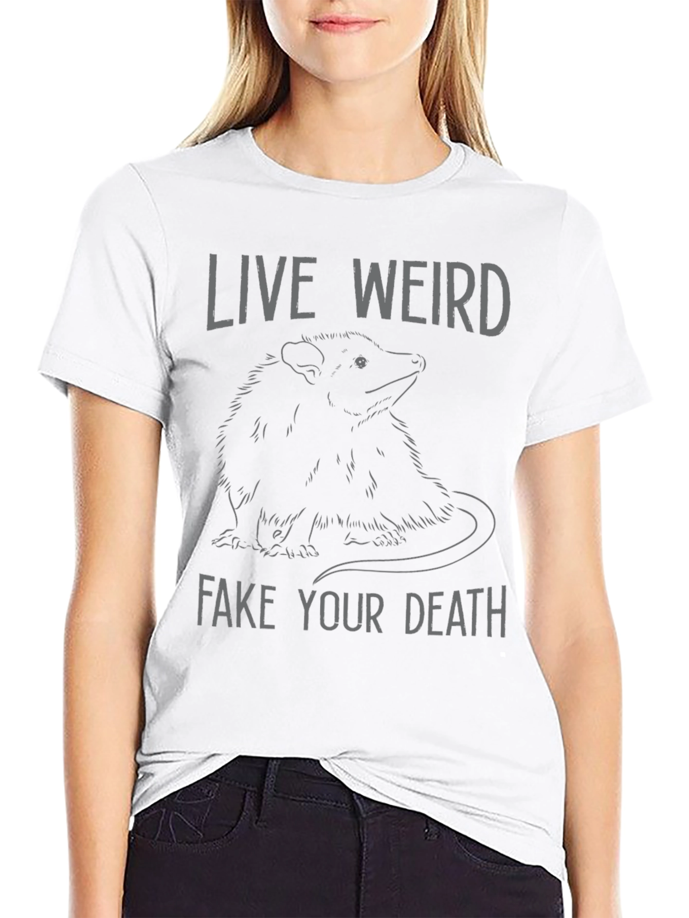 Live Weird Fake Your Death Opossum Graphic Tee